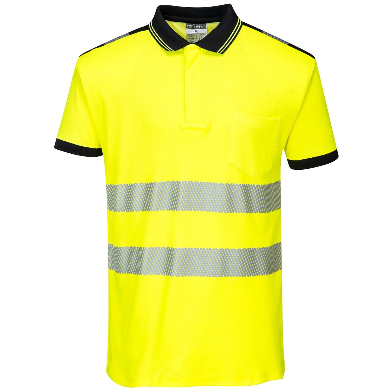 Portwest PW3 Hi-vis Polo Shirt (T180) Yellow/Black 2XL