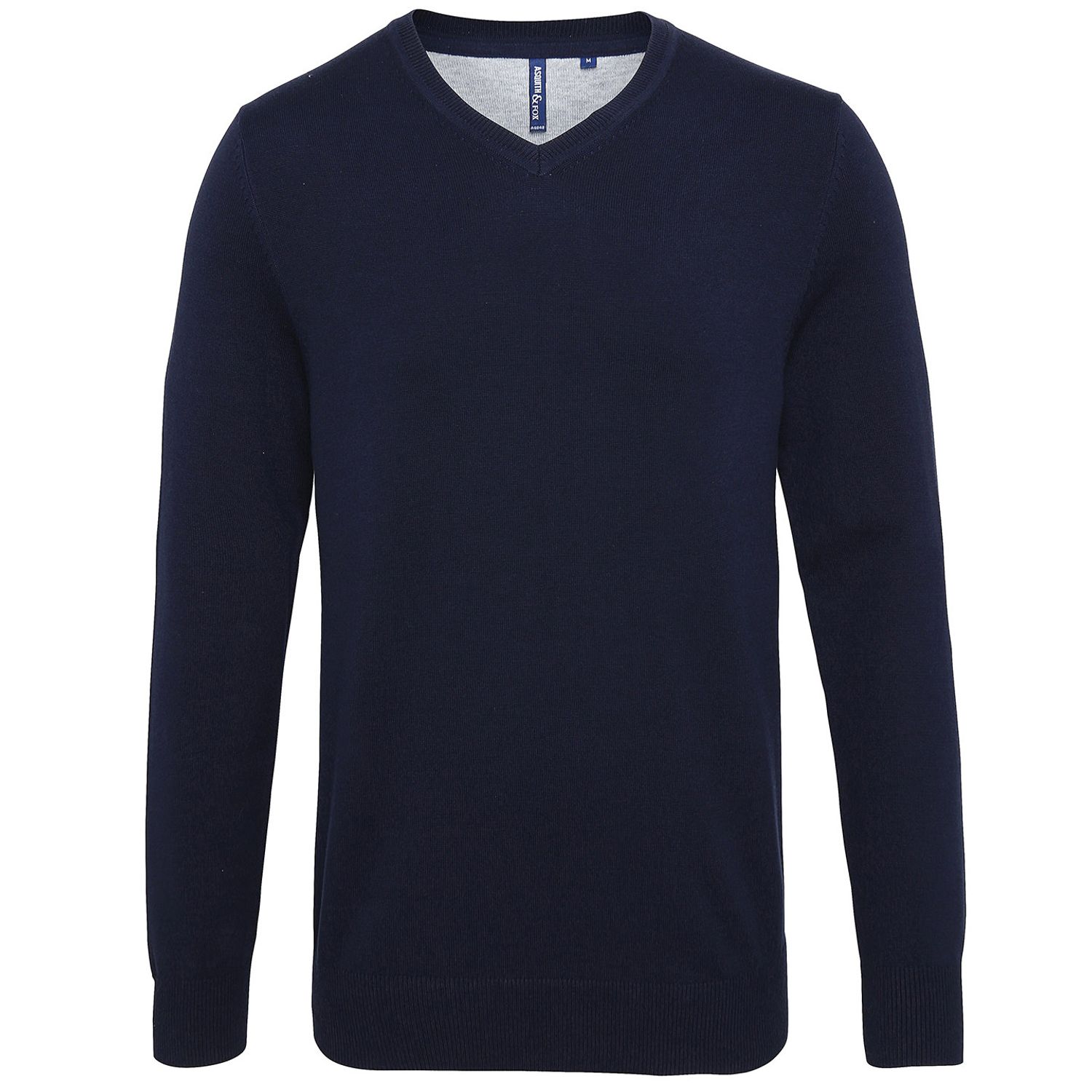 Asquith & Fox Mens Cotton Blend V-Neck Sweater Male French Navy 2XL