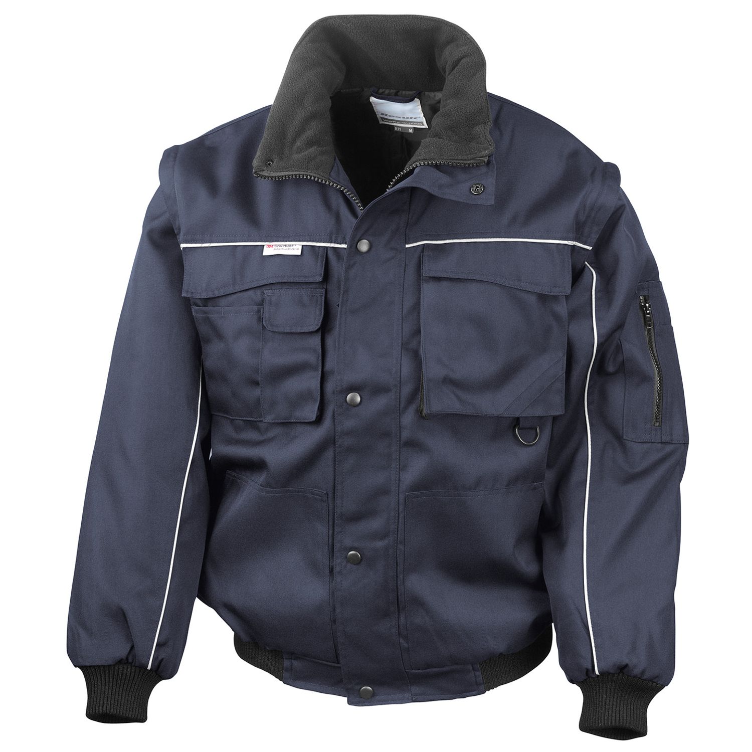 Result Work-Guard Zip Sleeve Heavy Duty Pilot Jacket Navy/Navy S