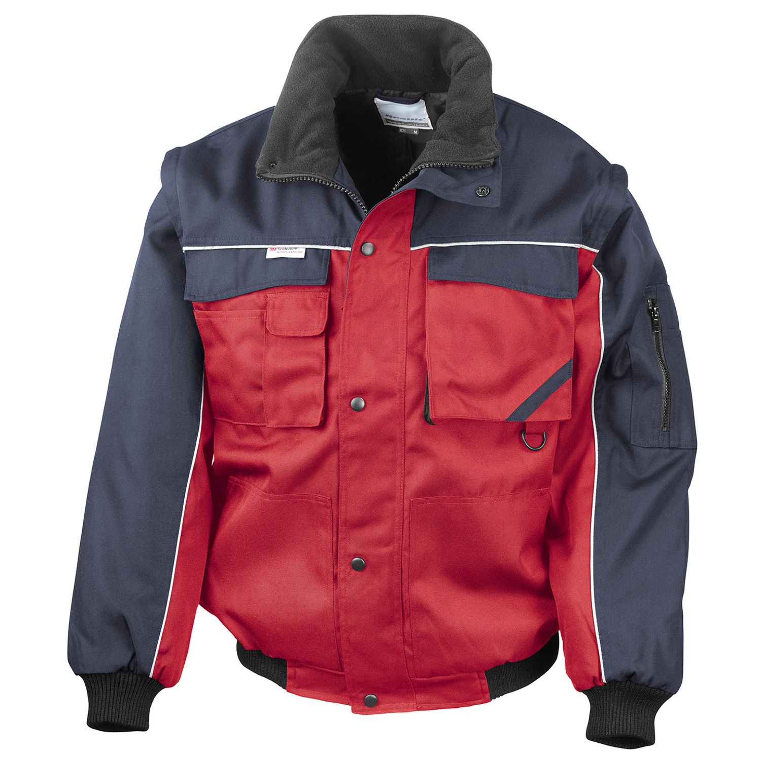 Result Work-Guard Zip Sleeve Heavy Duty Pilot Jacket Red/Navy M