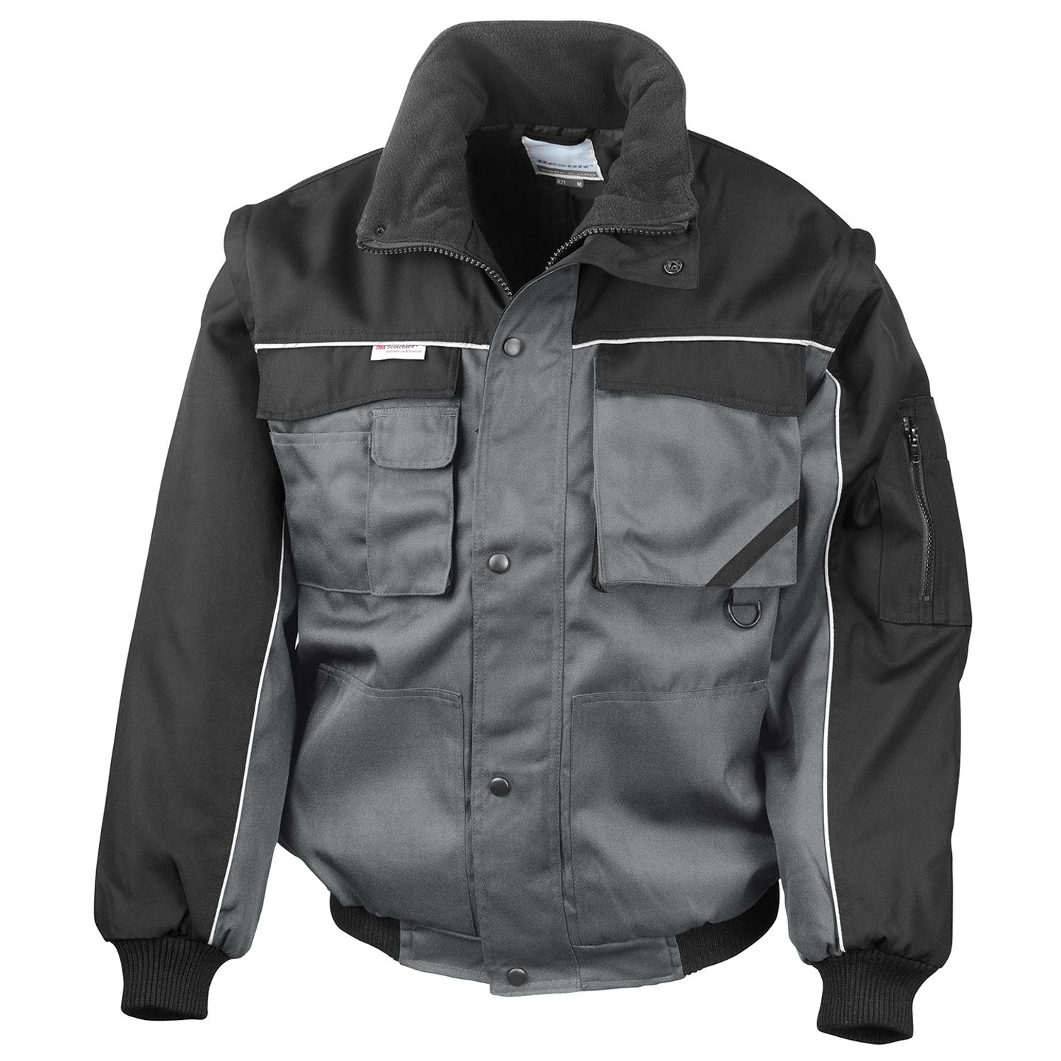 Result Work-Guard Zip Sleeve Heavy Duty Pilot Jacket Grey/Black 3XL