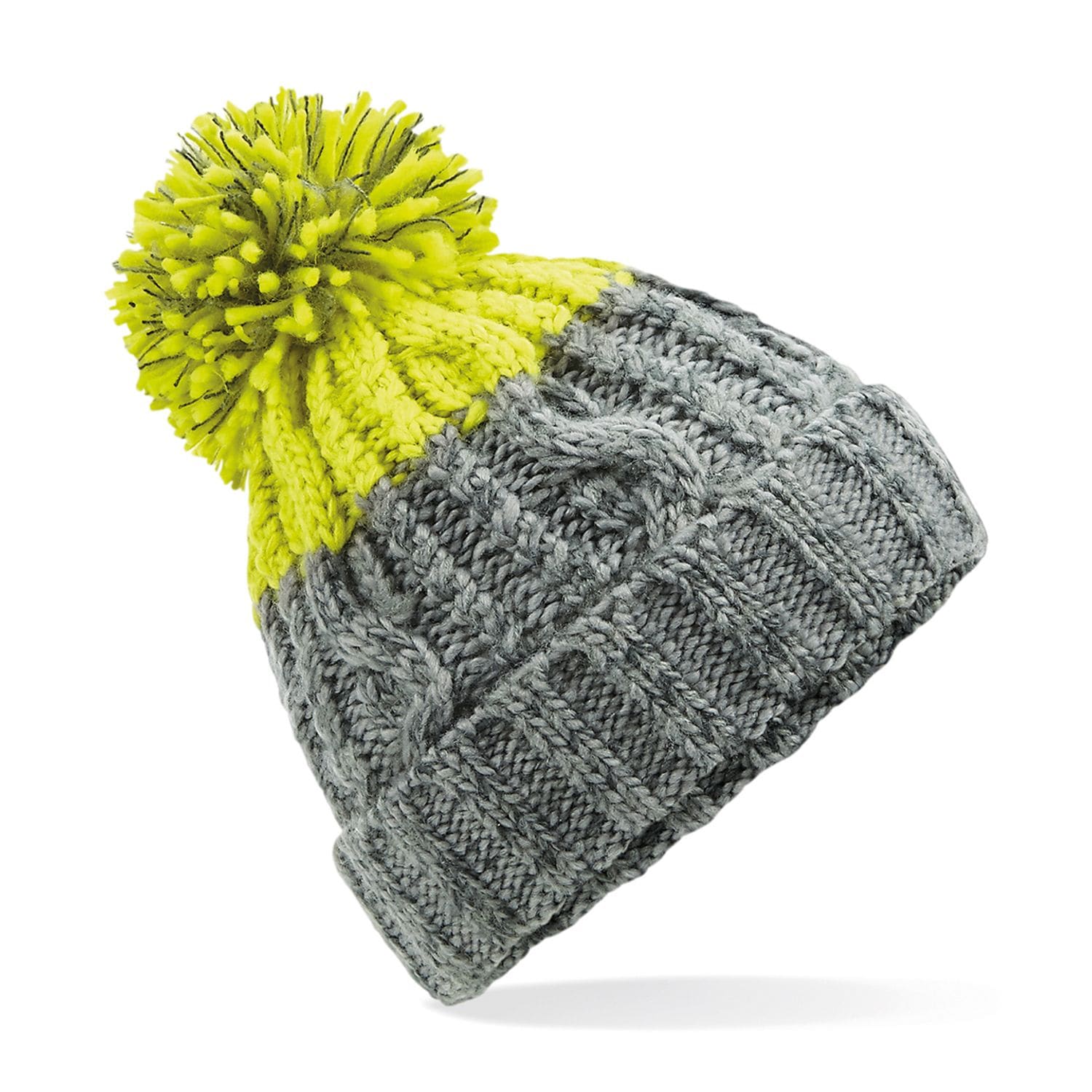 Beechfield Apres Beanie Light Grey/Citron One Size