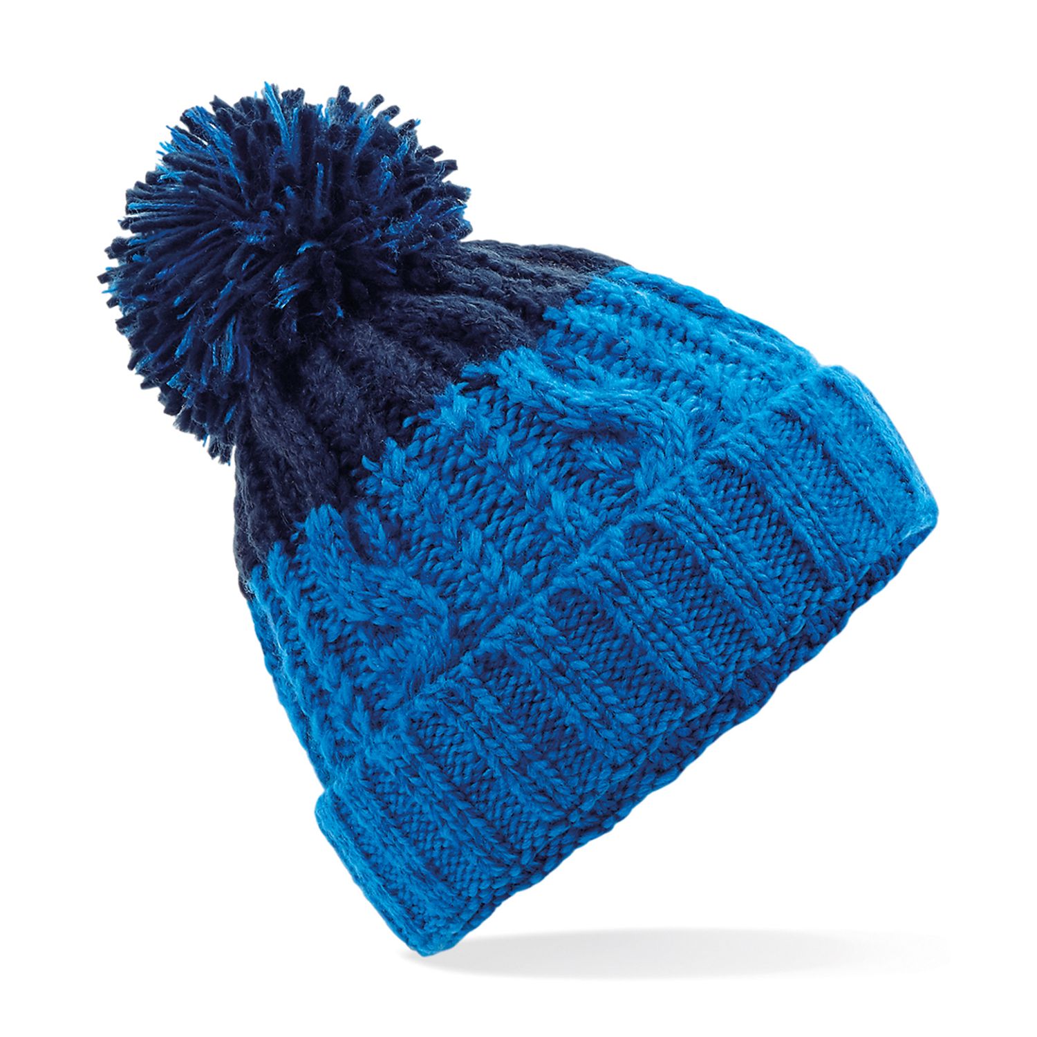 Beechfield Apres Beanie Azure Blue/Oxford Navy One Size