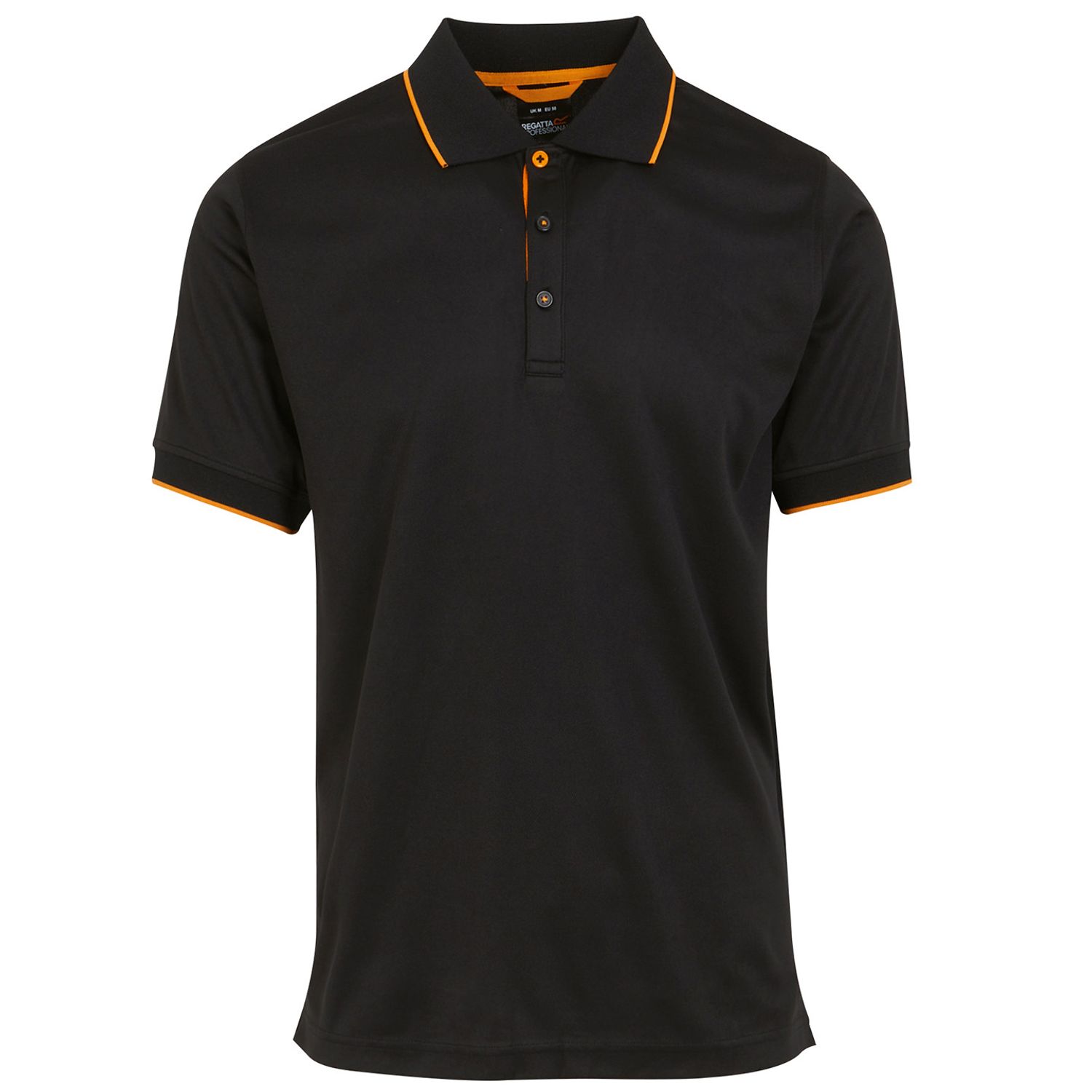 Regatta Professional Navigate Short Sleeve Polo Black/Orange Pop M