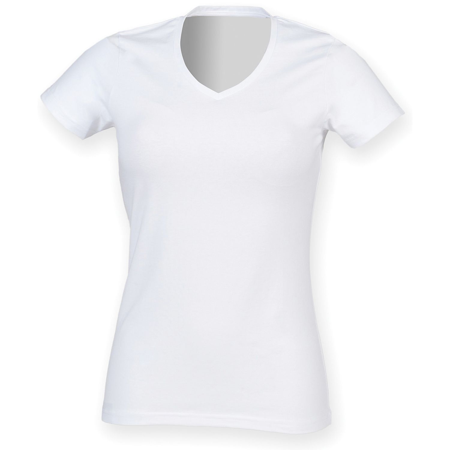 SF Feel Good Women's Stretch V-Neck T-Shirt White 2XL