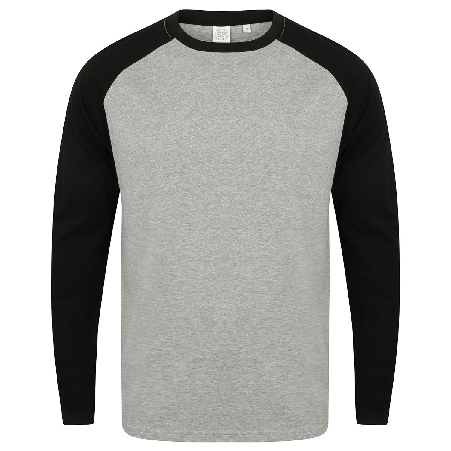 SF Long Sleeve Baseball T-Shirt Heather Grey/Black 2XL