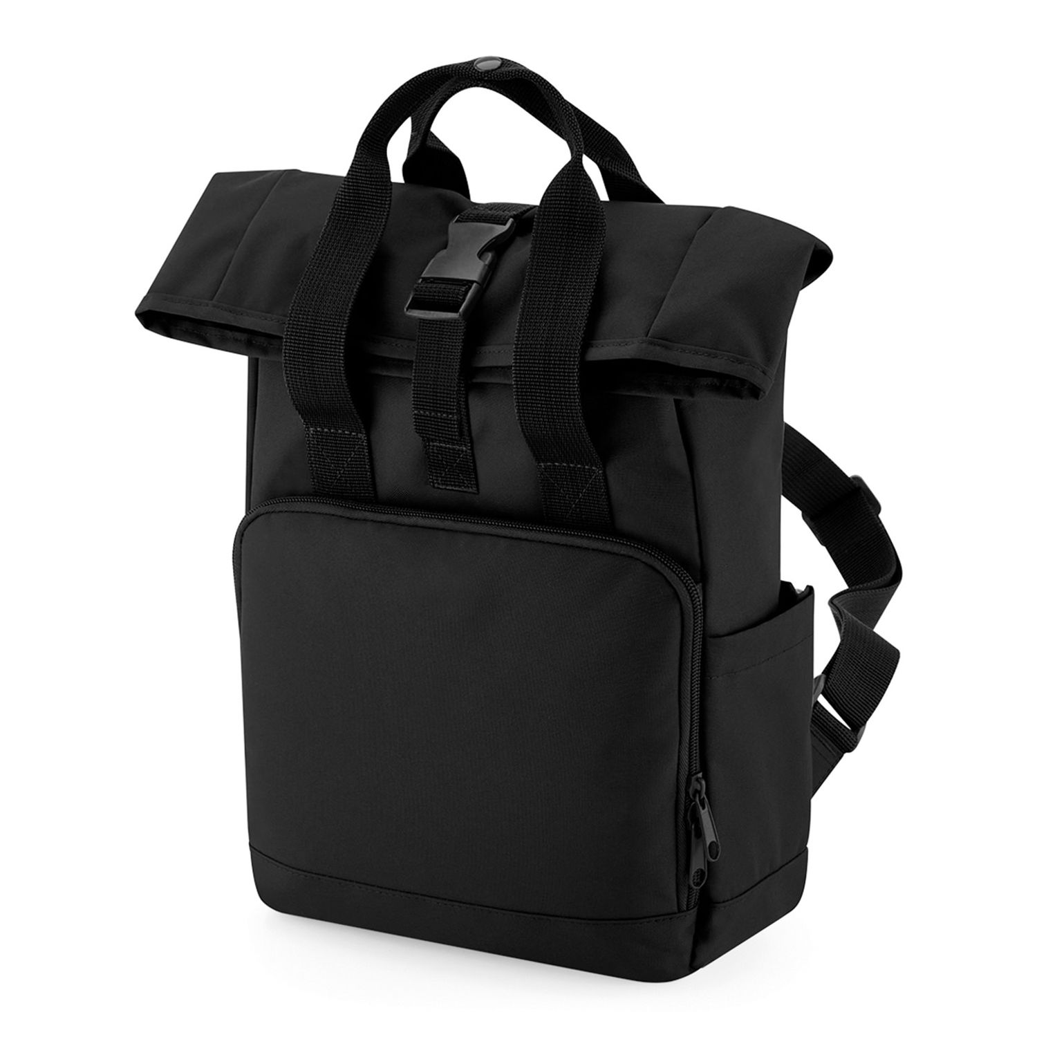 BagBase Recycled Mini Twin Handle Roll-top Backpack Black One Size