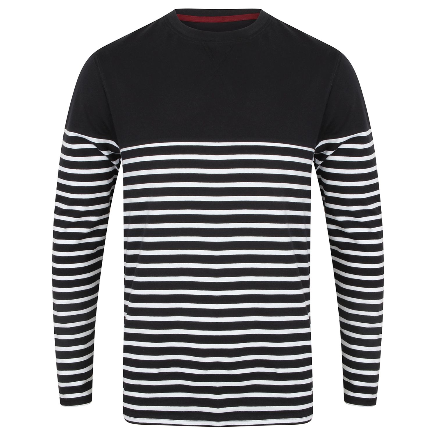 Front Row Long Sleeve Breton Striped T Navy/White XL