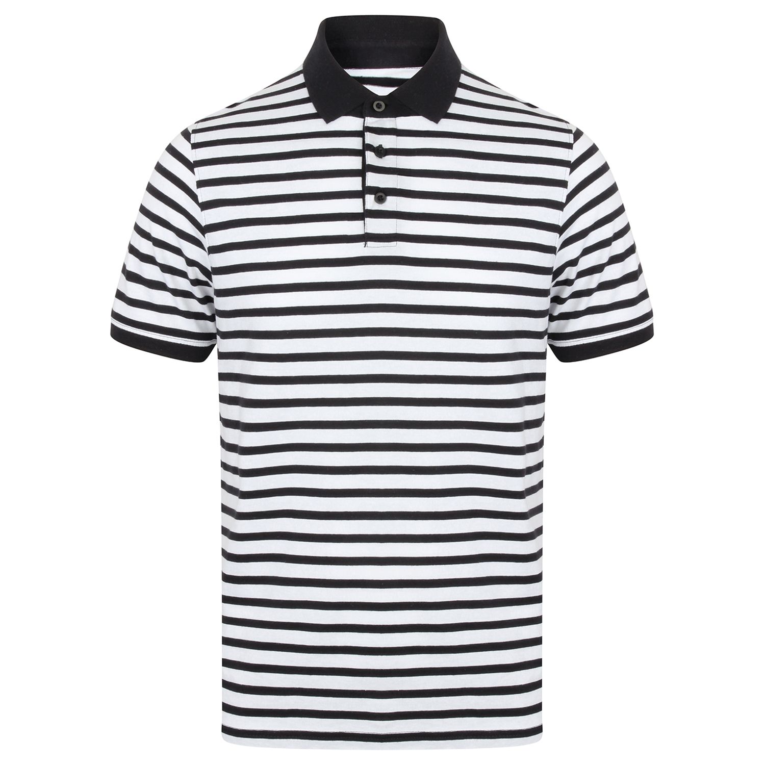 Front Row Striped Jersey Polo Shirt White/Navy XS