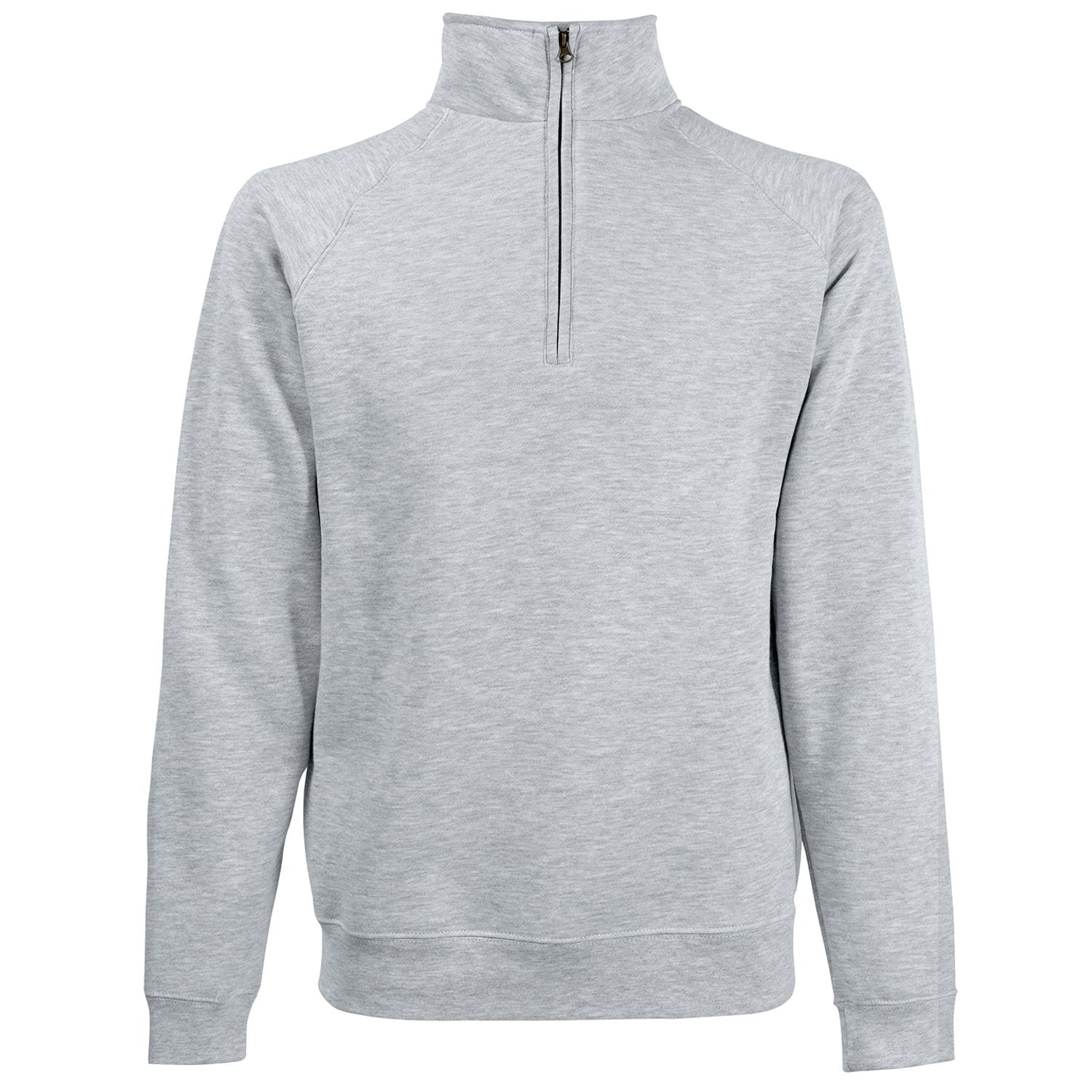 Fruit Of The Loom Classic 80/20 Zip Neck Sweatshirt Heather Grey 2XL