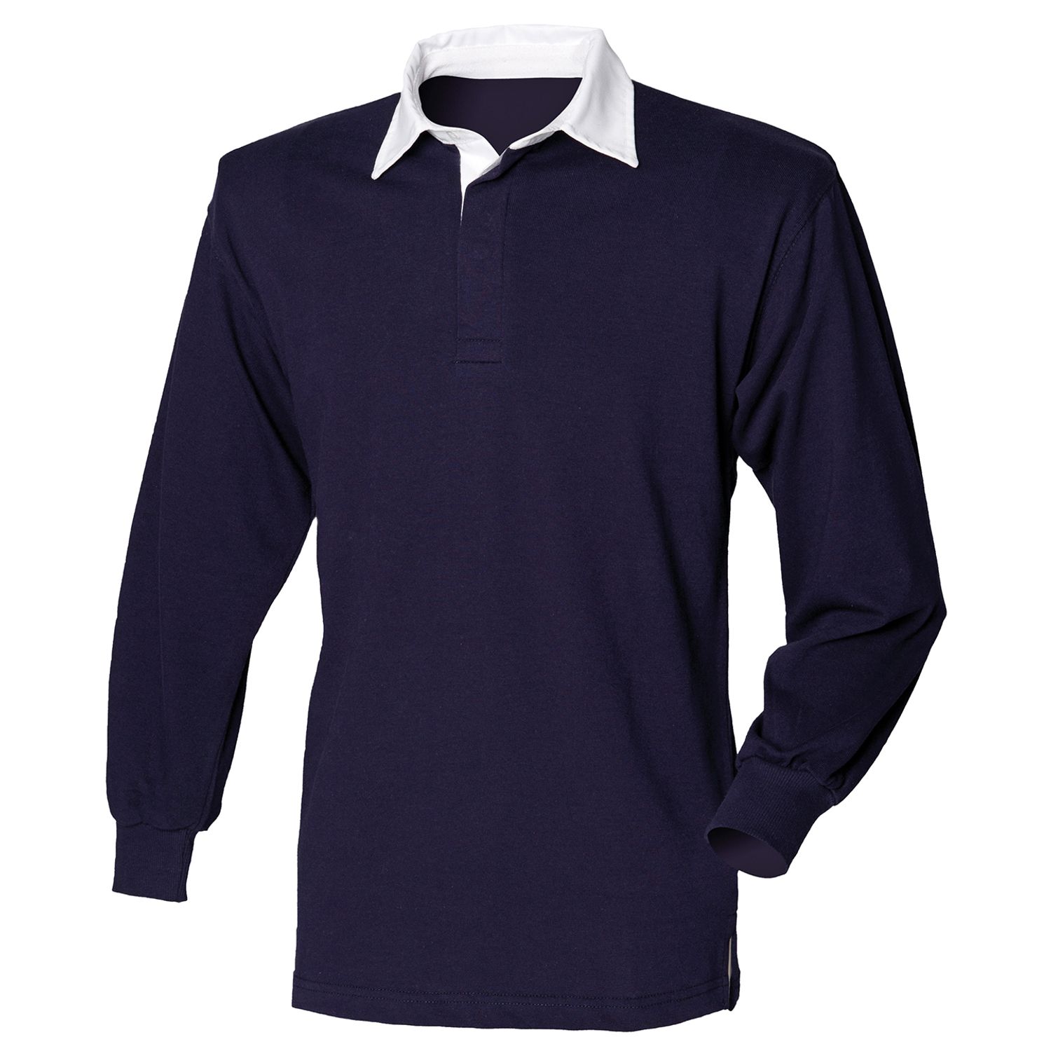Front Row Long Sleeve Plain Rugby Shirt Navy/White* S