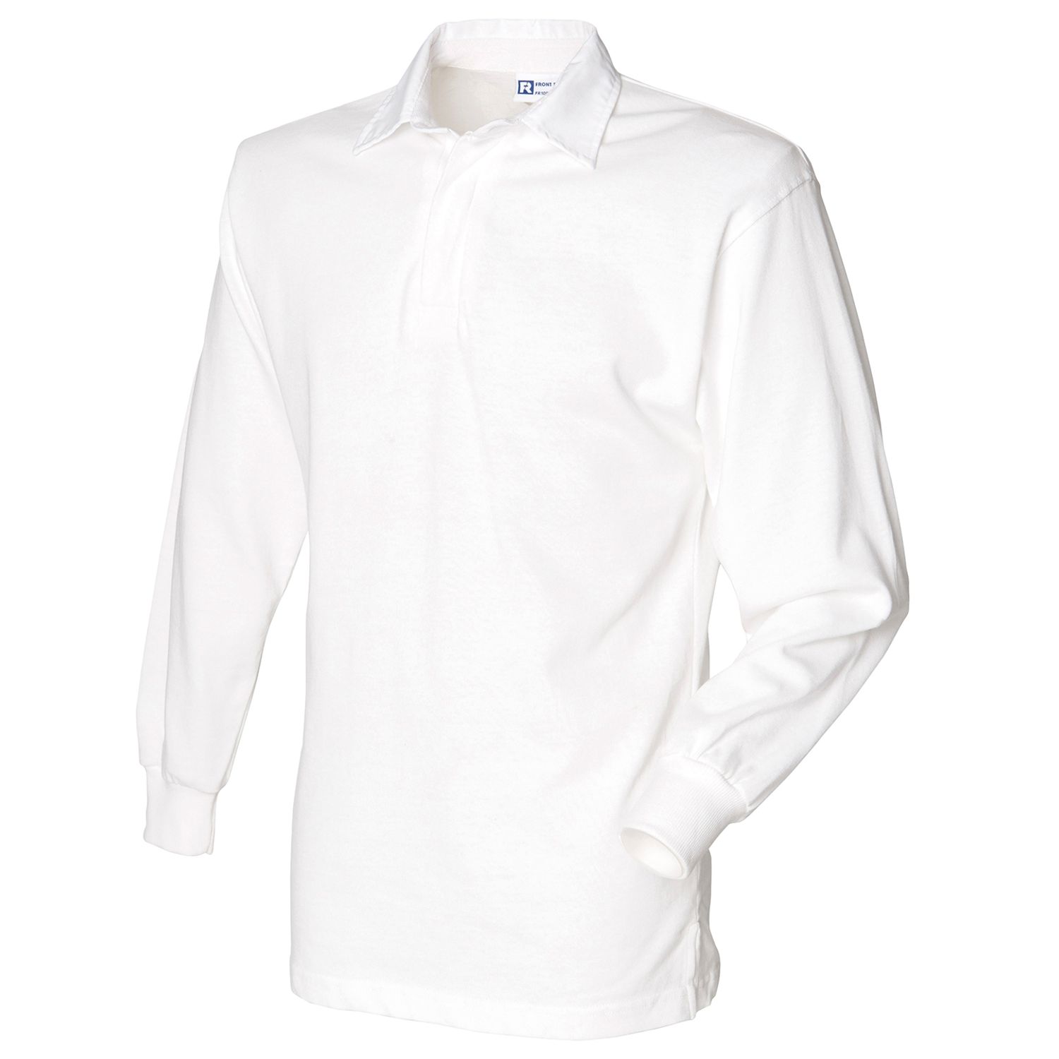 Front Row Long Sleeve Plain Rugby Shirt White/White 2XL