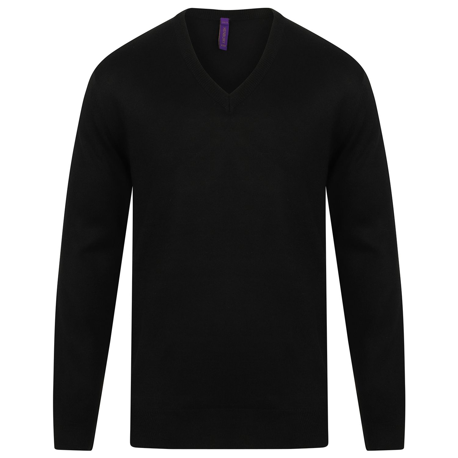 Henbury Cashmere Touch Acrylic V-Neck Jumper Navy S
