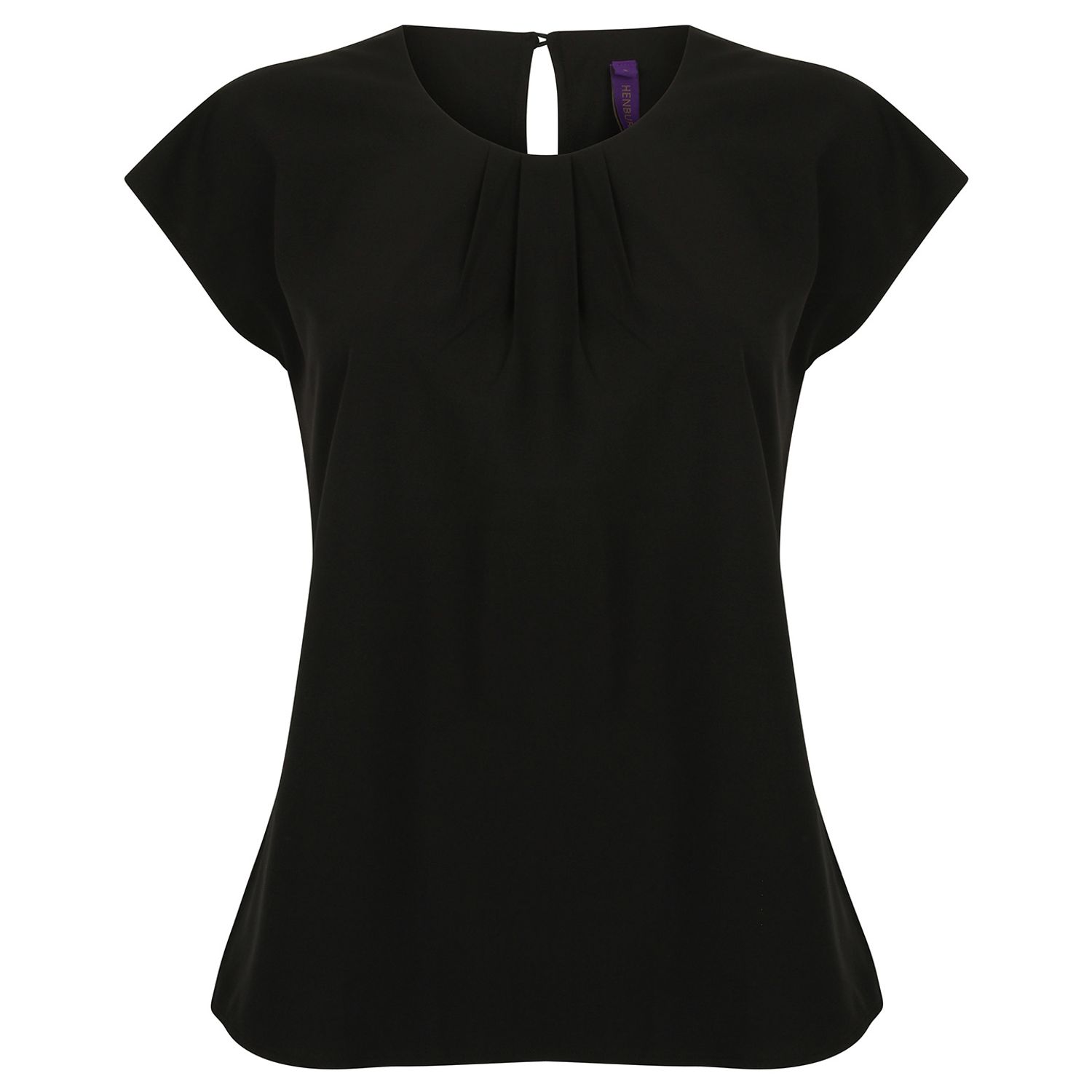Henbury Women's Pleat Front Short Sleeve Blouse Black 3XL