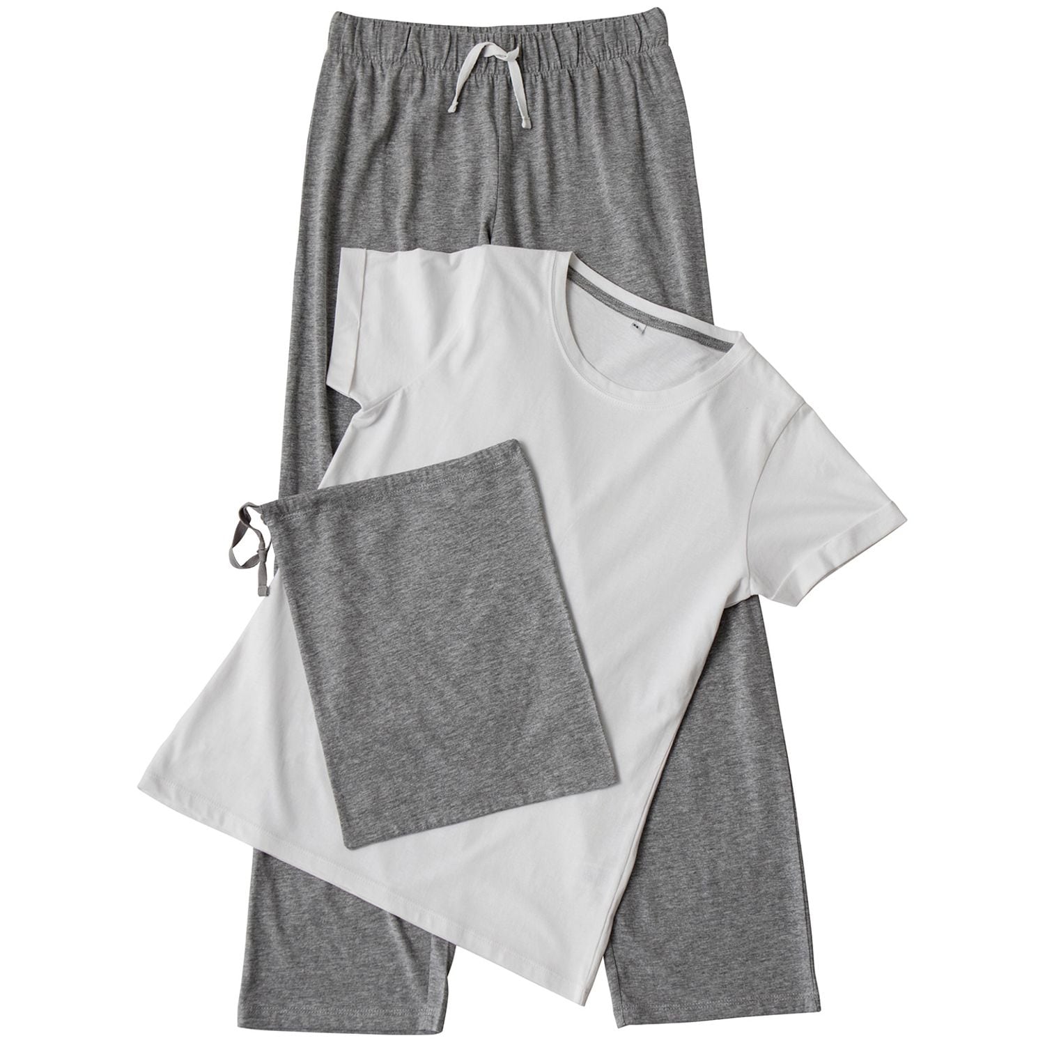 Towel City Women's Long Pant Pyjama Set (in A Bag) White/Heather Grey L