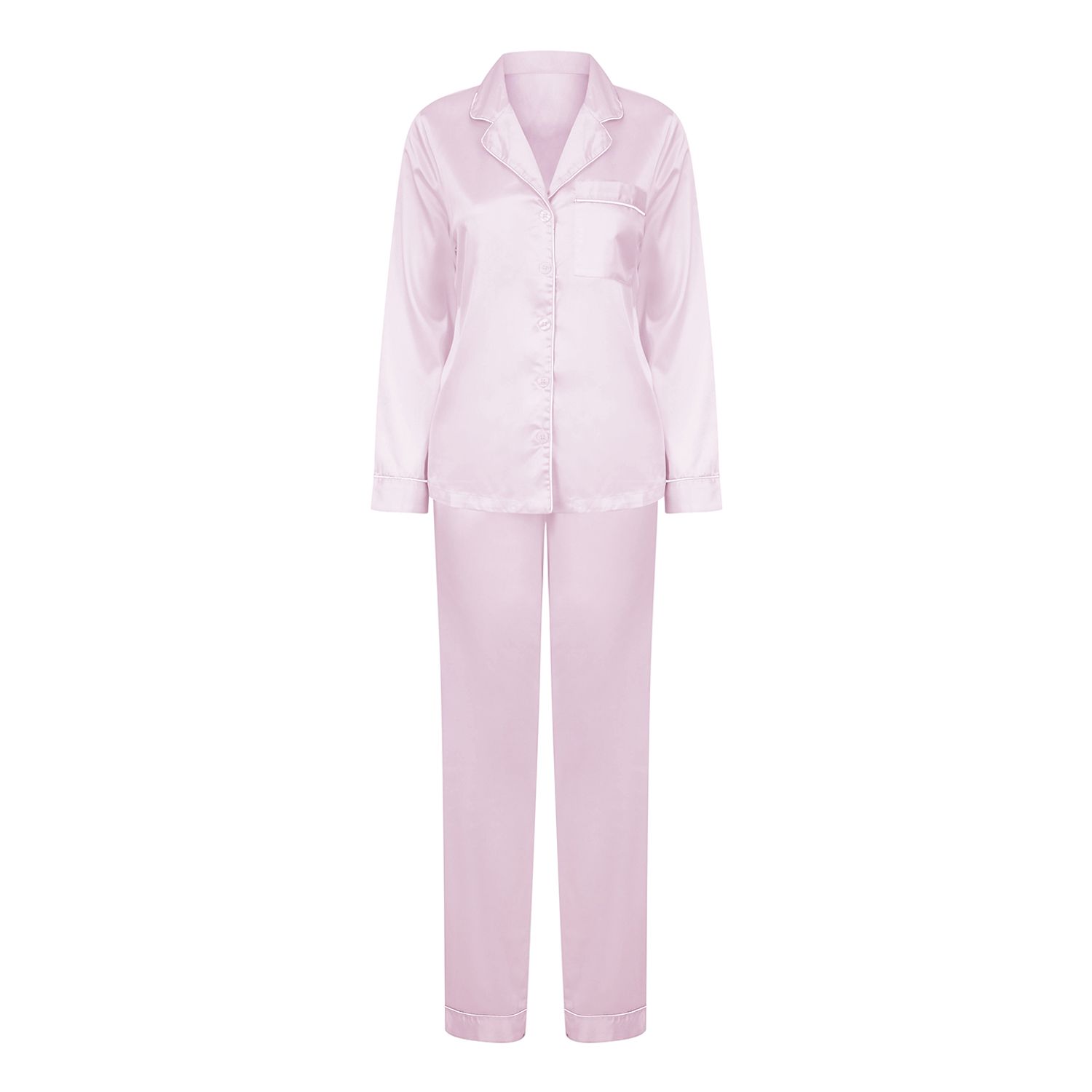 Towel City Women's Satin Long Pyjamas Light Pink ml