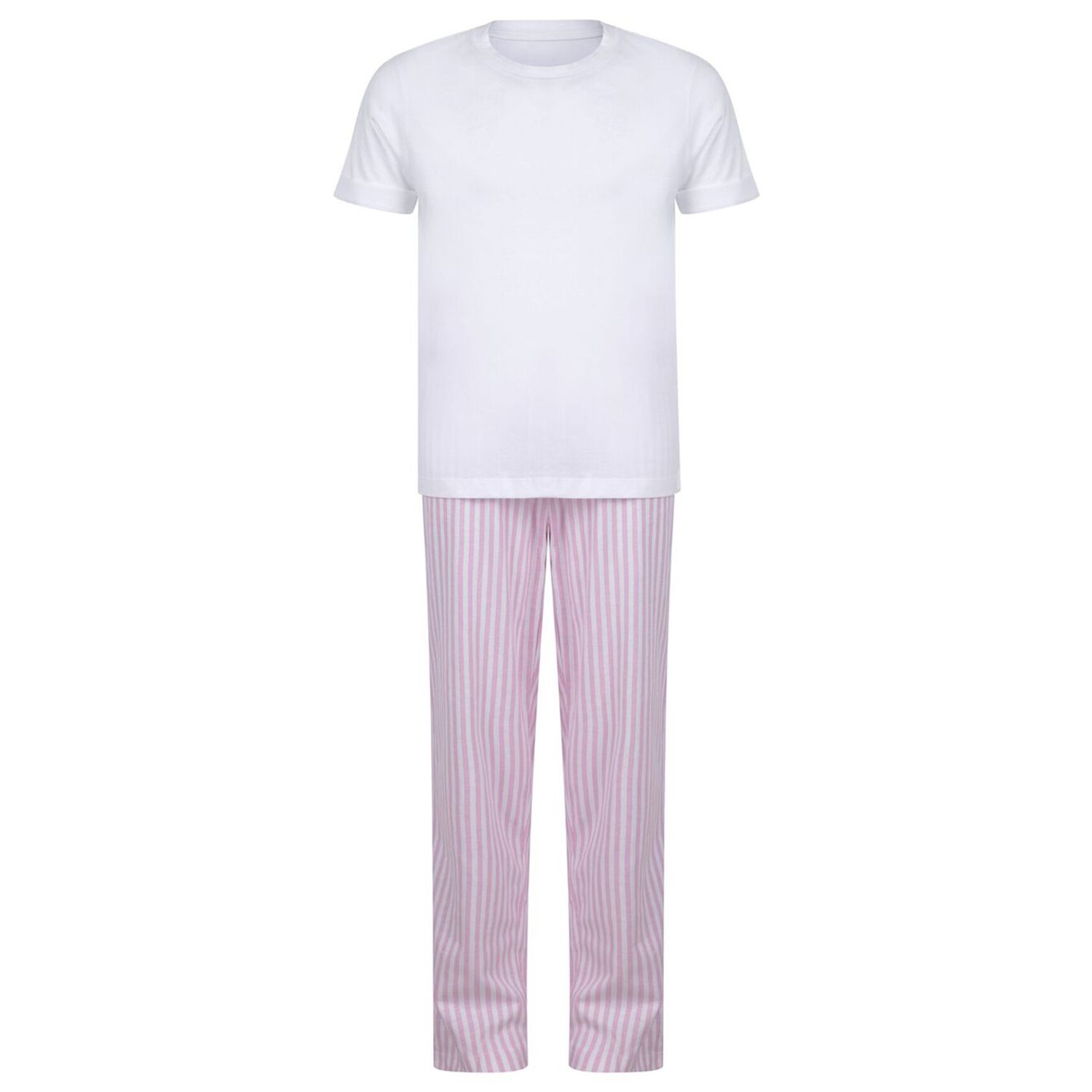 Towel City Kids Long Pyjamas White/Pink/White Stripe 56