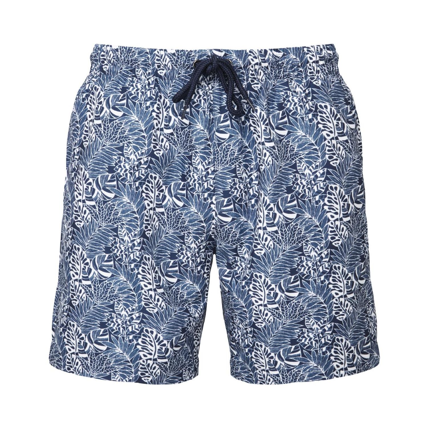 Wombat Mens Swim Shorts White/Navy Leaf M