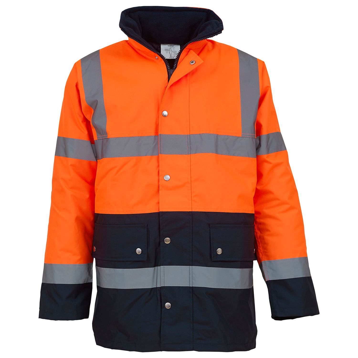 YOKO Hi-vis Two-Tone Motorway Jacket (HVP302) Orange/Navy 3XL