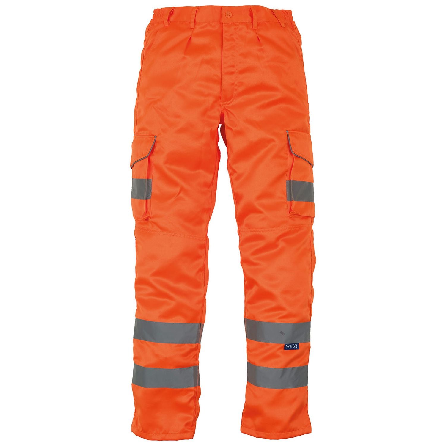 YOKO Hi-vis Polycotton Cargo Trousers with Kneepad Pockets (HV018T/3M) Orange 32