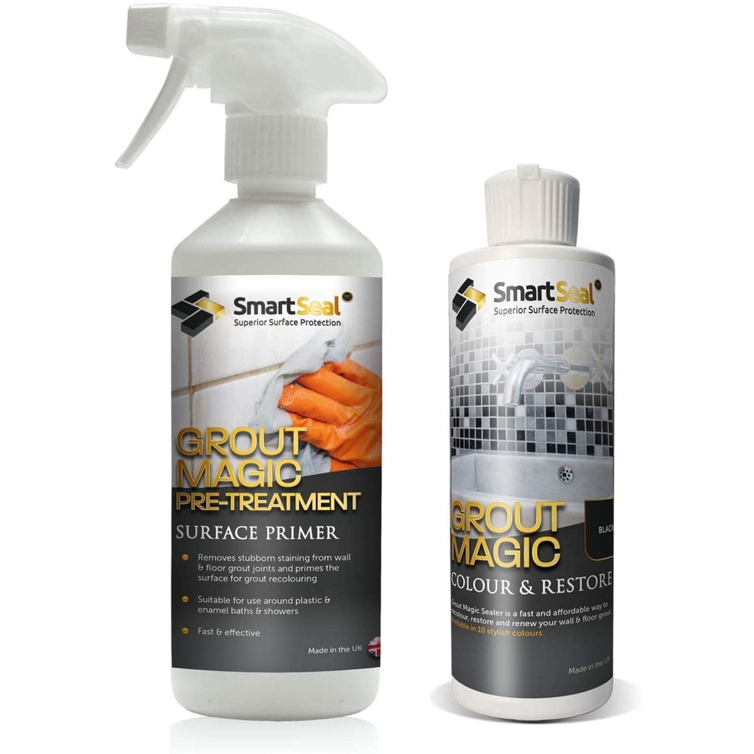 Smartseal Grout Magic Bundle  500ml Primer + 237ml Grout Magic Light Grey Pack o
