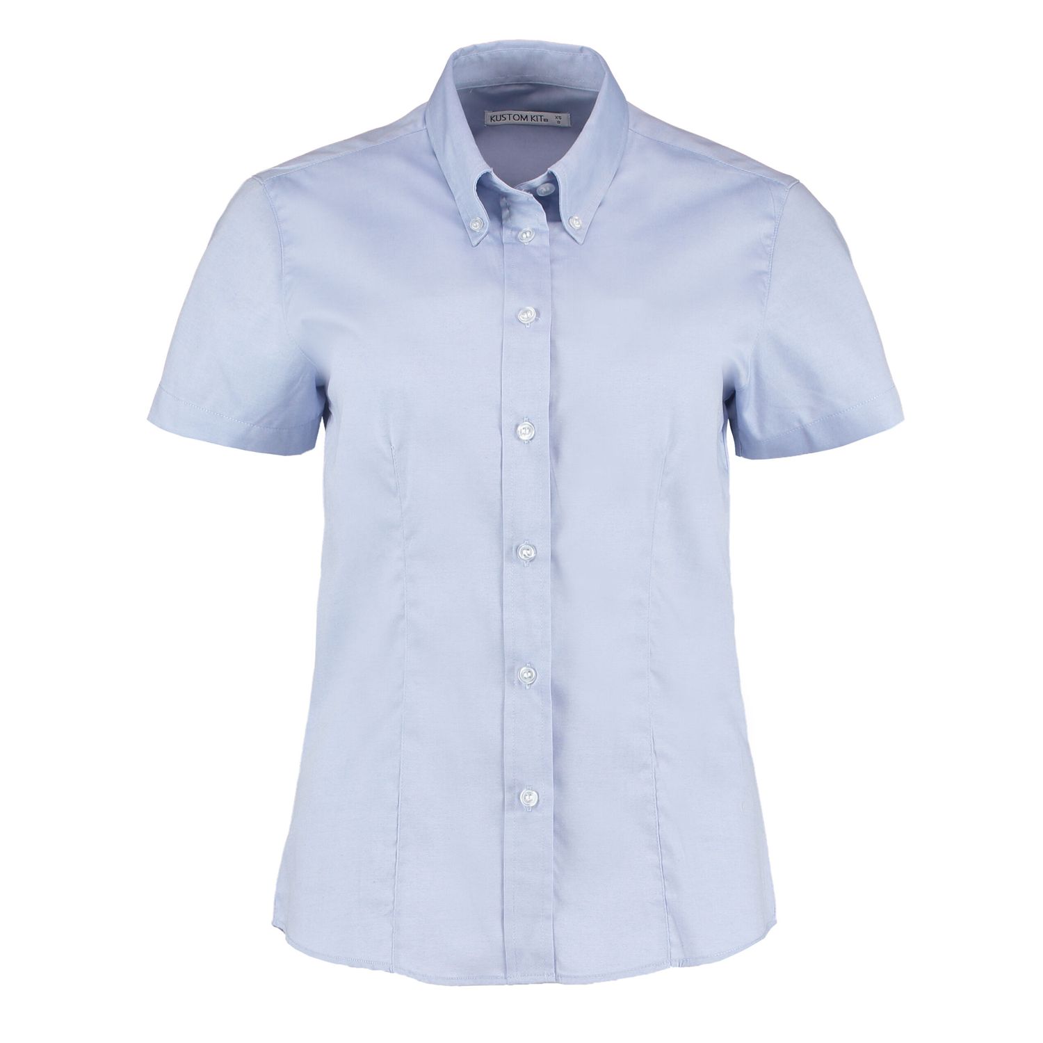 Kustom Kit Tailored Fit Short Sleeve Premium Oxford Shirt 24 Light Blue
