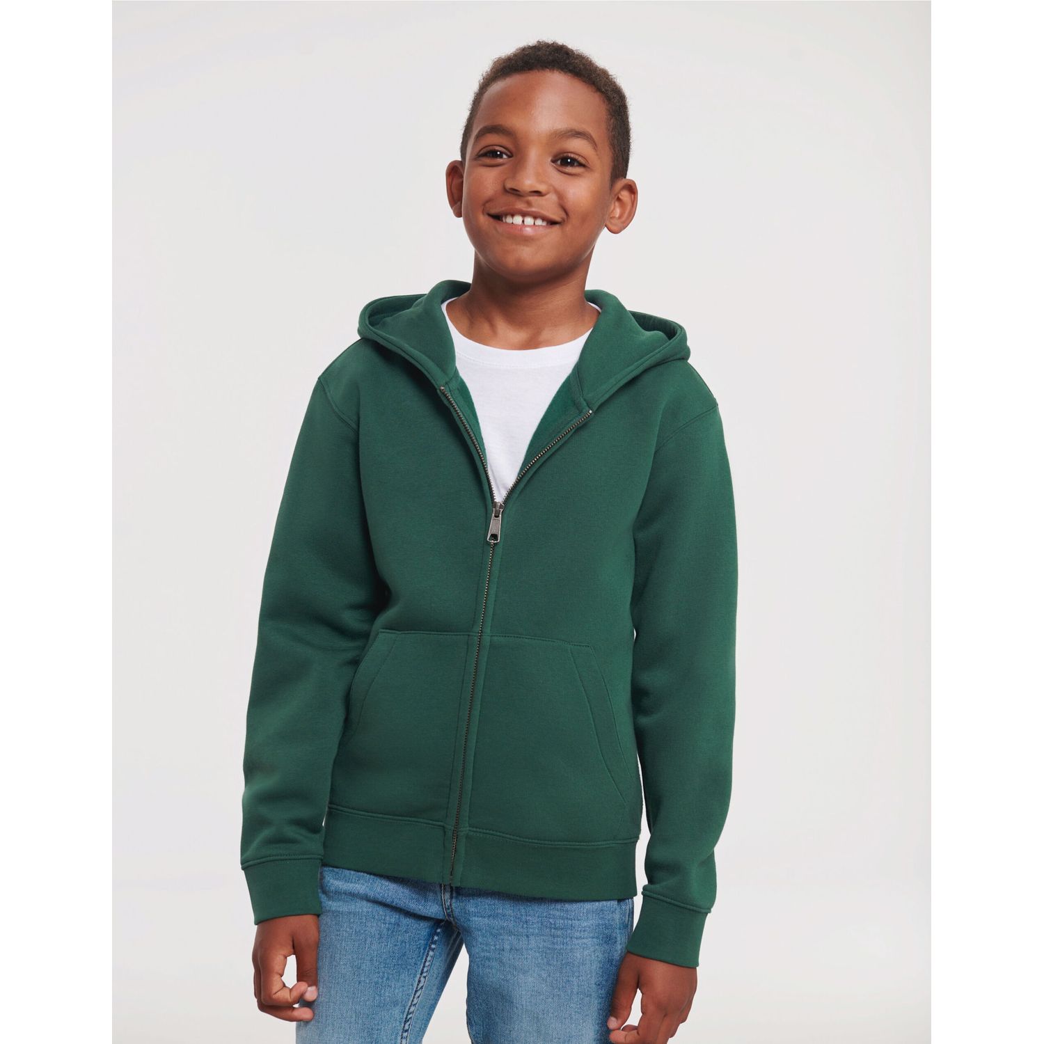 Russell Kids Authentic Zip Hood Sweat 9-10 Bottle Green