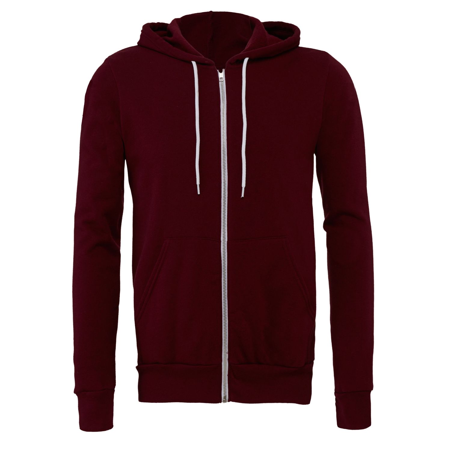 Bella+Canvas Poly-Cotton Fleece Full-Zip Maroon Unisex Hoodie  - Size Medium
