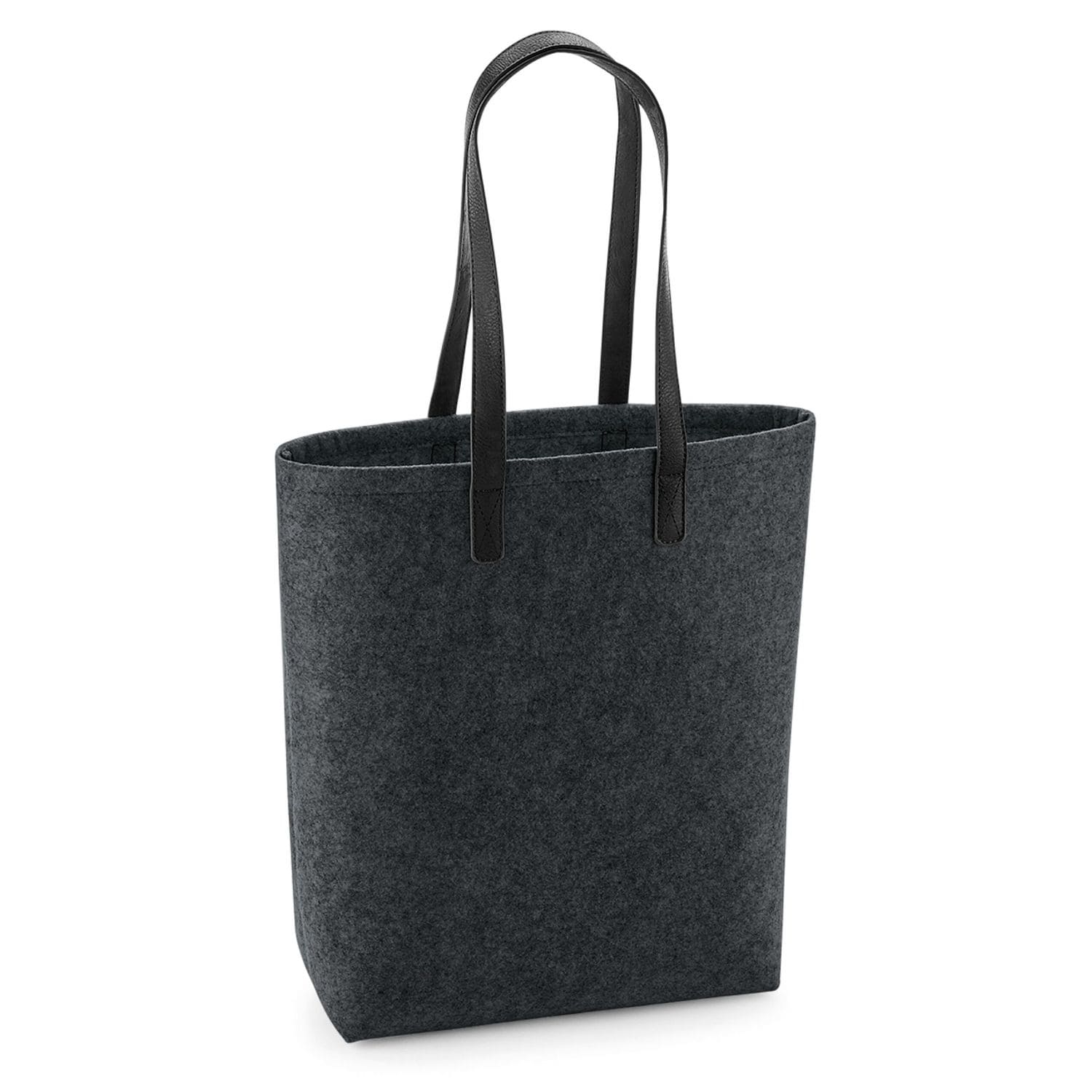 BagBase Premium Felt Tote One Size Charcoal Melange/Black