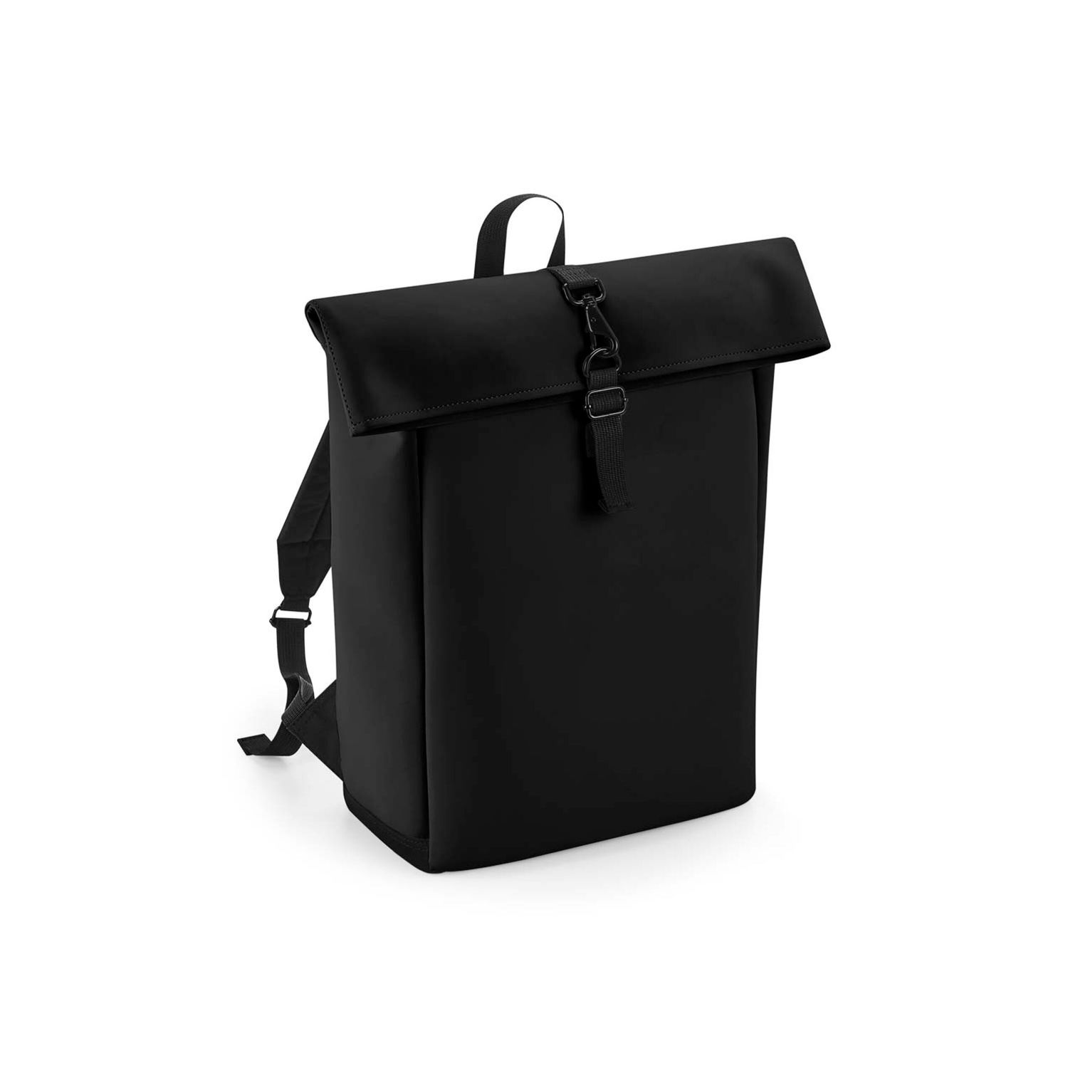BagBase Matte PU Roll-Top Backpack One Size Black