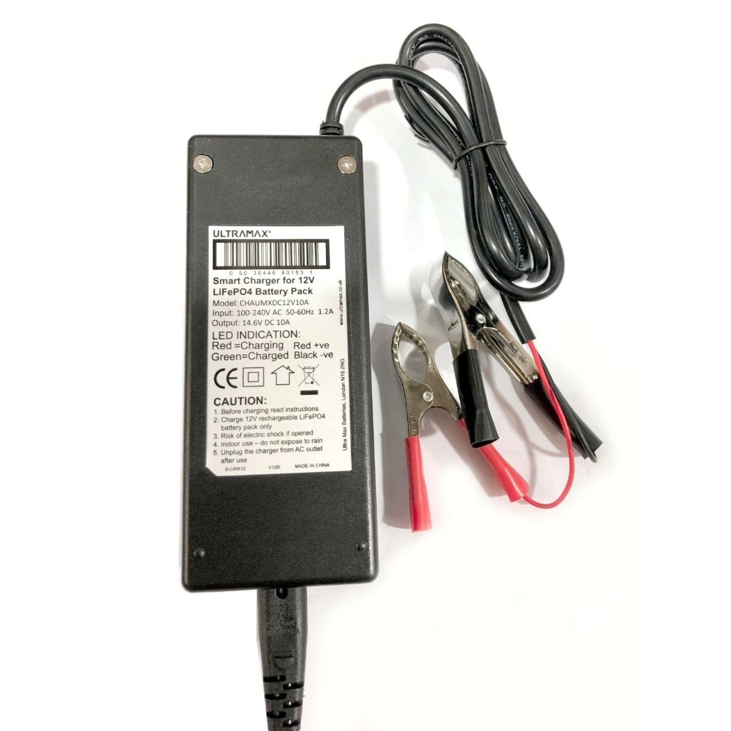 Ulltramax UltraMax Smart Charger (10.0 A) for 12V LiFePO4 Battery Pack 110-240VA