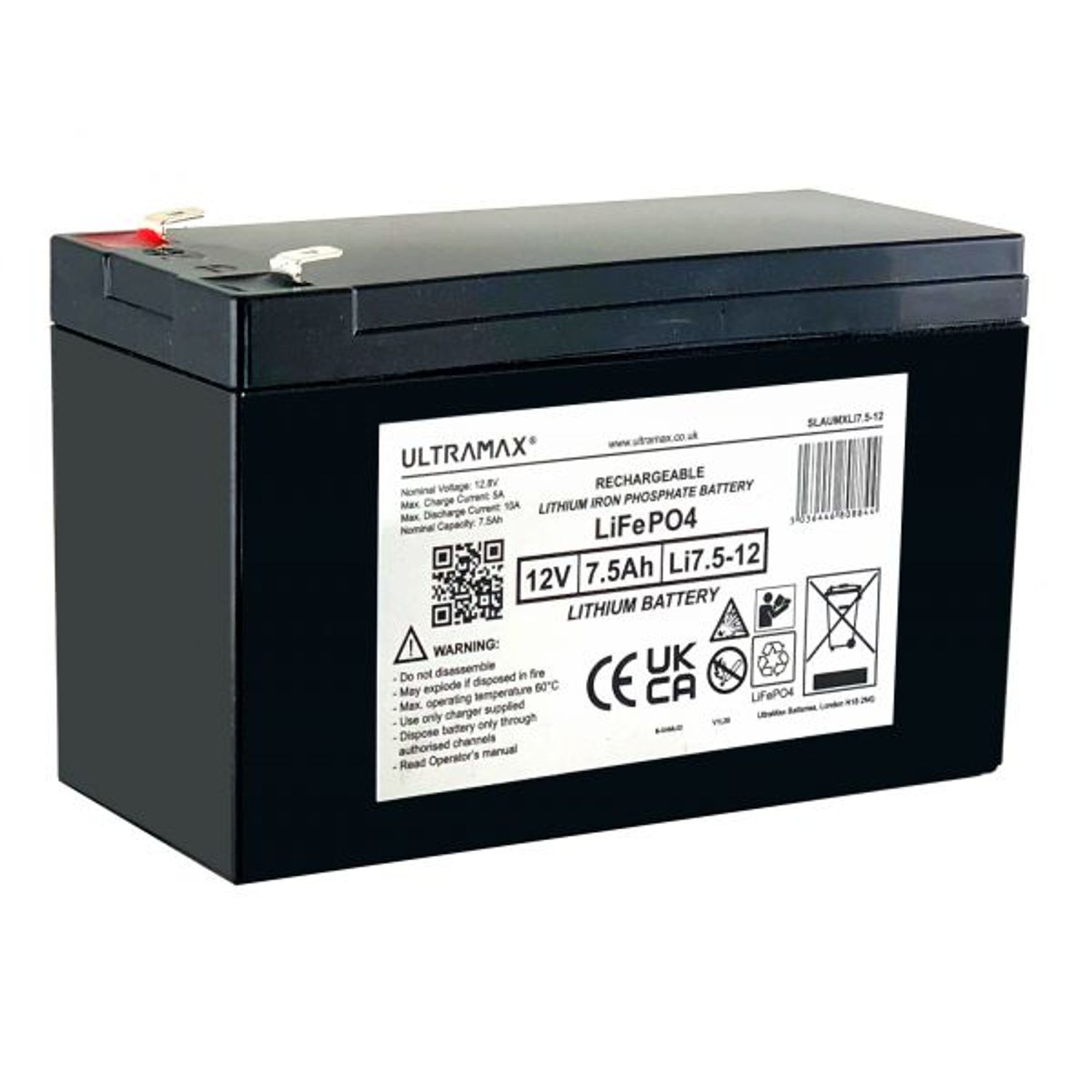 Ulltramax Ultramax 12v 7.5Ah Lithium Iron Phosphate LiFePO4 Battery (LI7.5-12)