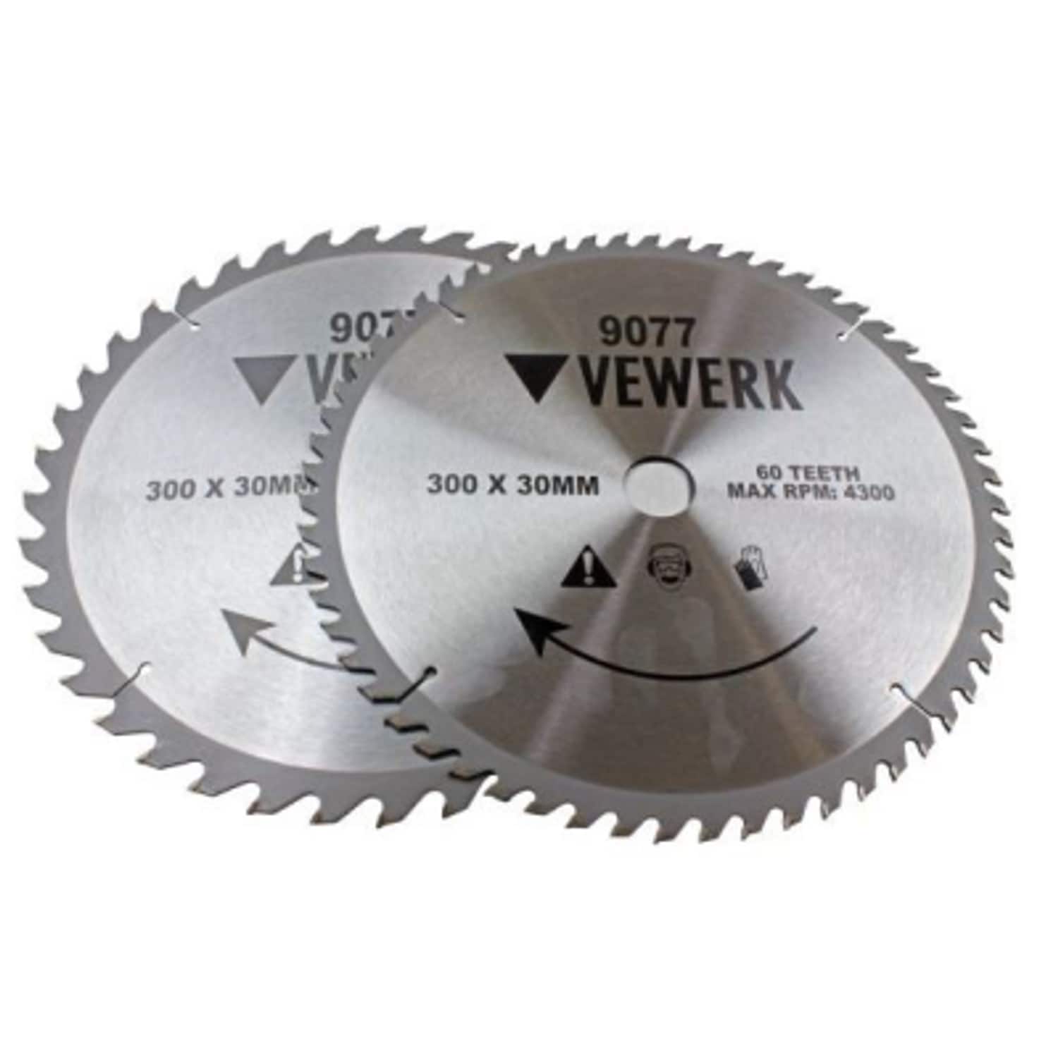 Vewerk 300mm x 30mm TCT Circular Saw Blade 40T and 60T (Pack of 2)