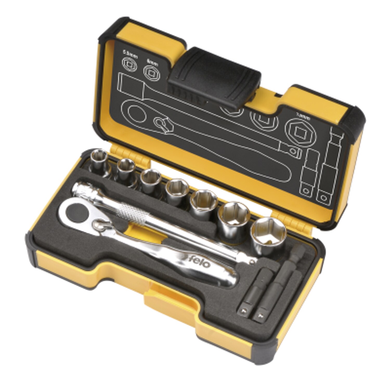 Felo 05771106 XS 11 Piece Socket Set 1/4 Drive In Plastic Case