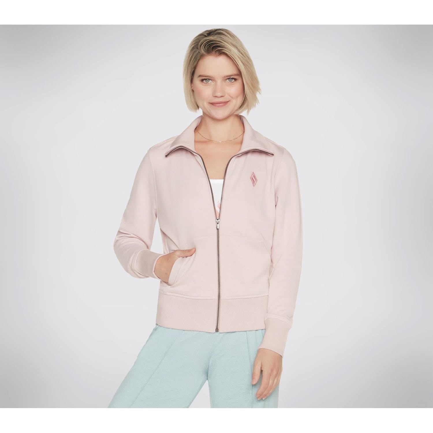 Skechers Hoodless Hoodie Diamond Jacket Light Pink Size Small Female