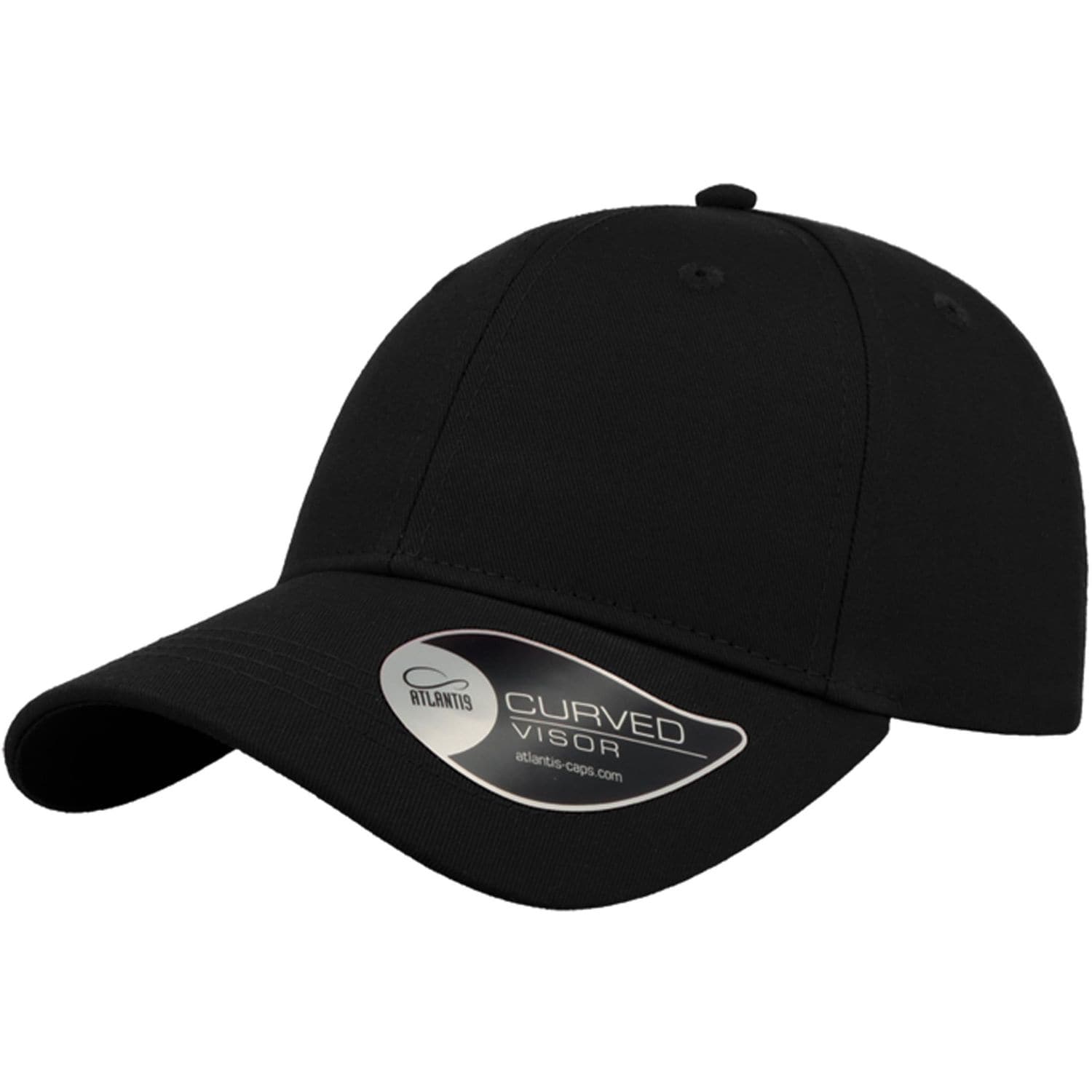 Atlantis HIT S Twill Curved Visor 6 Panel Sustainable Structured Cap Black One S