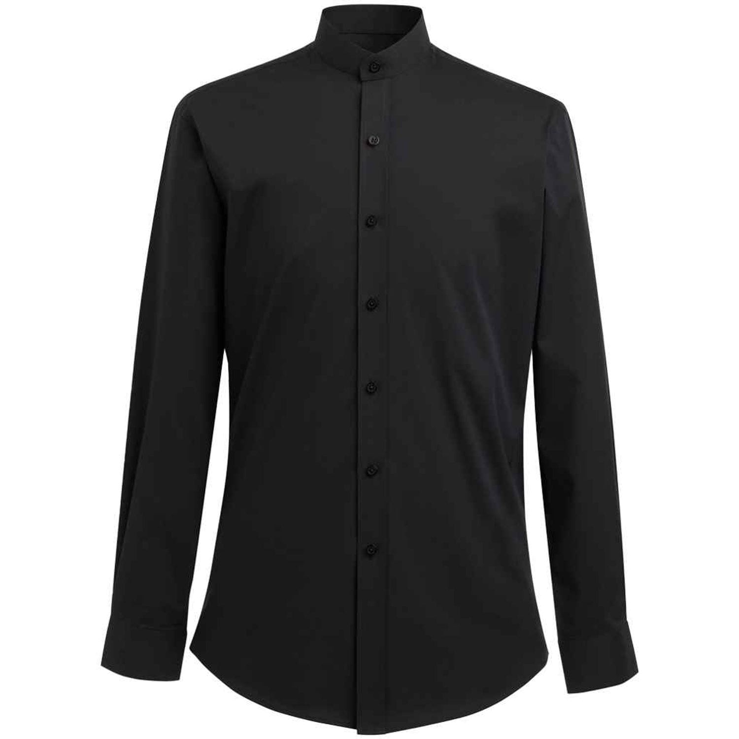 Brook Taverner Volterra Long Sleeve Grandad Collar Shirt  Black Size  16.5