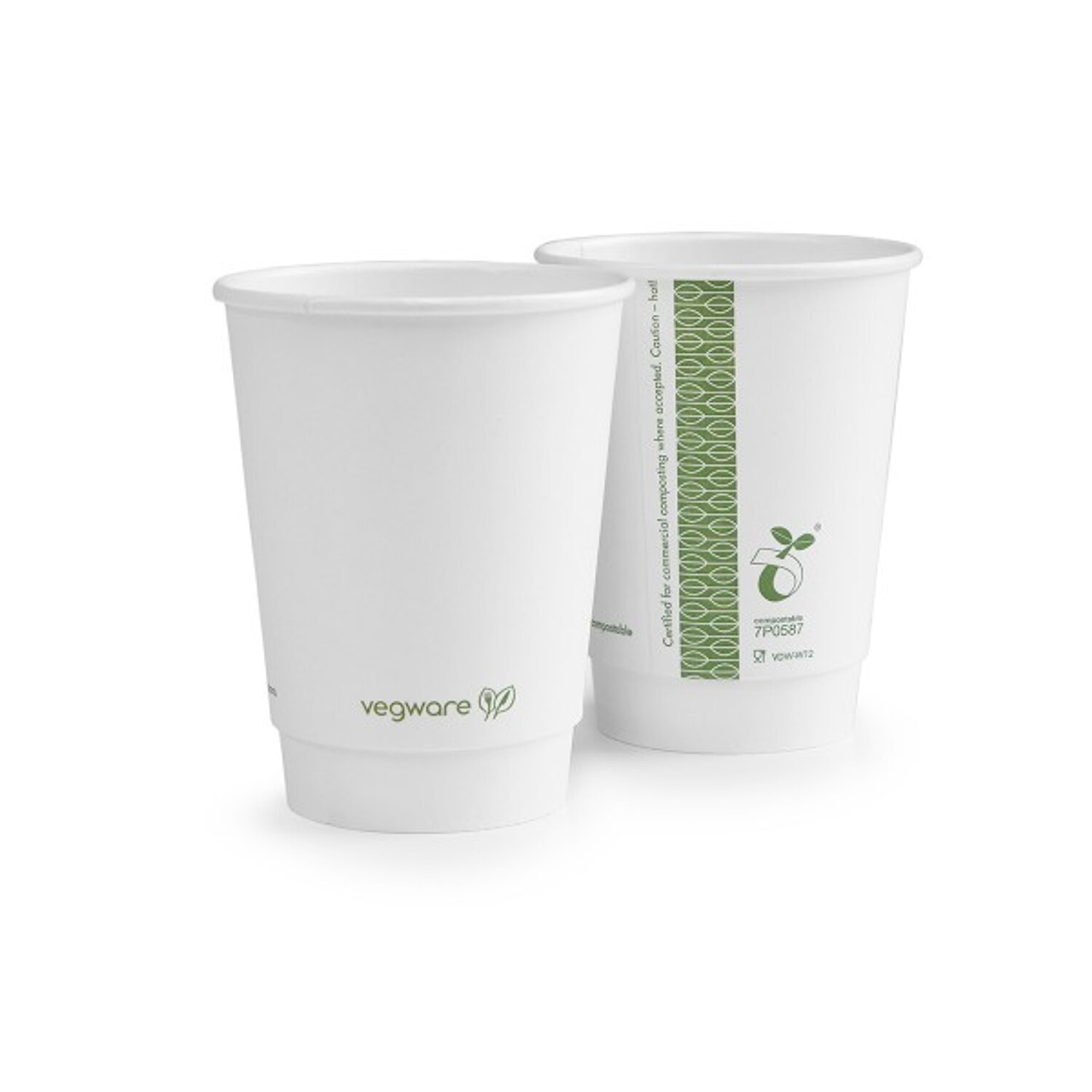Vegware Hot Cup 8oz Double Wall Compostable White - Pack of 500
