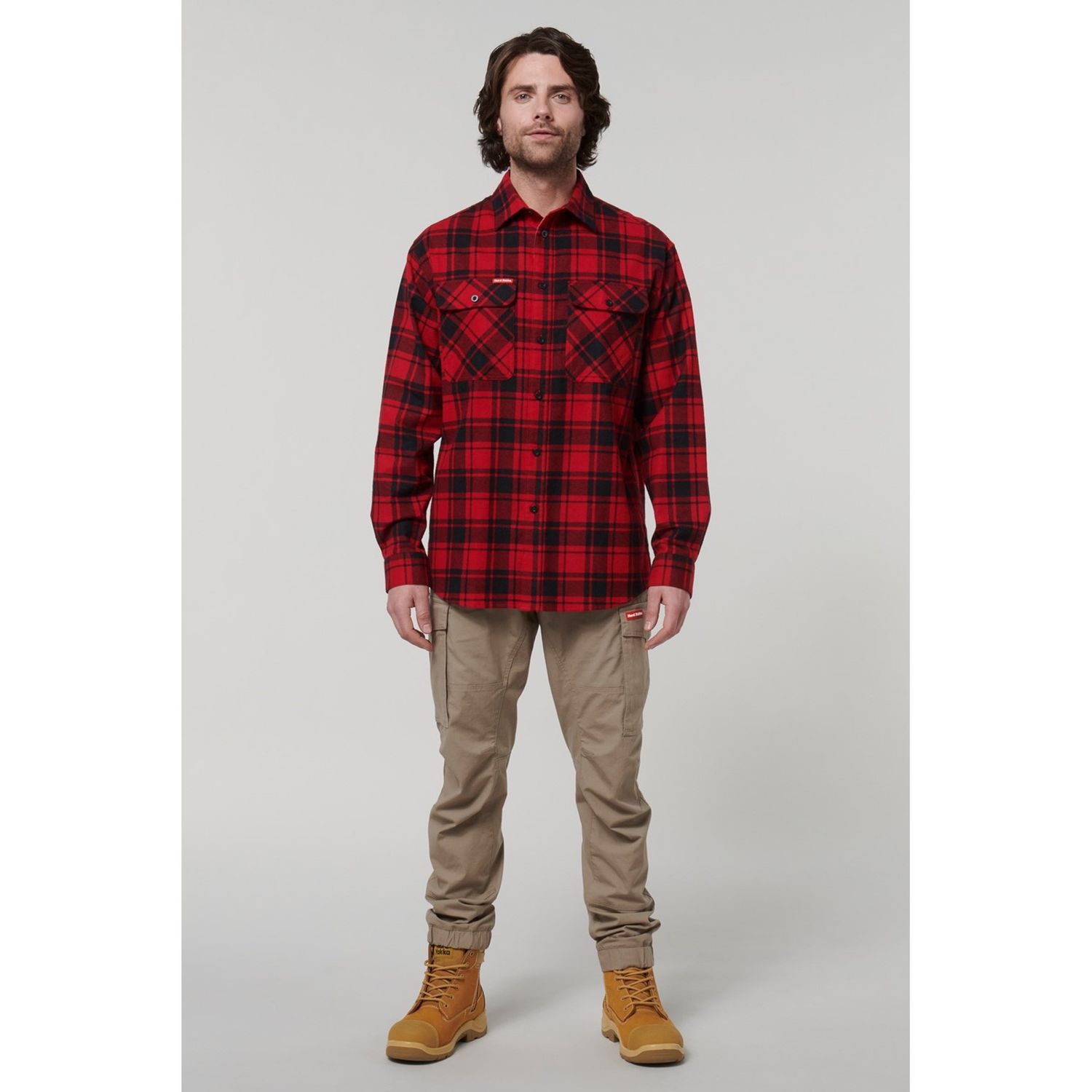 Hard Yakka Core Flannel Red Shirt for Male - Size Small
