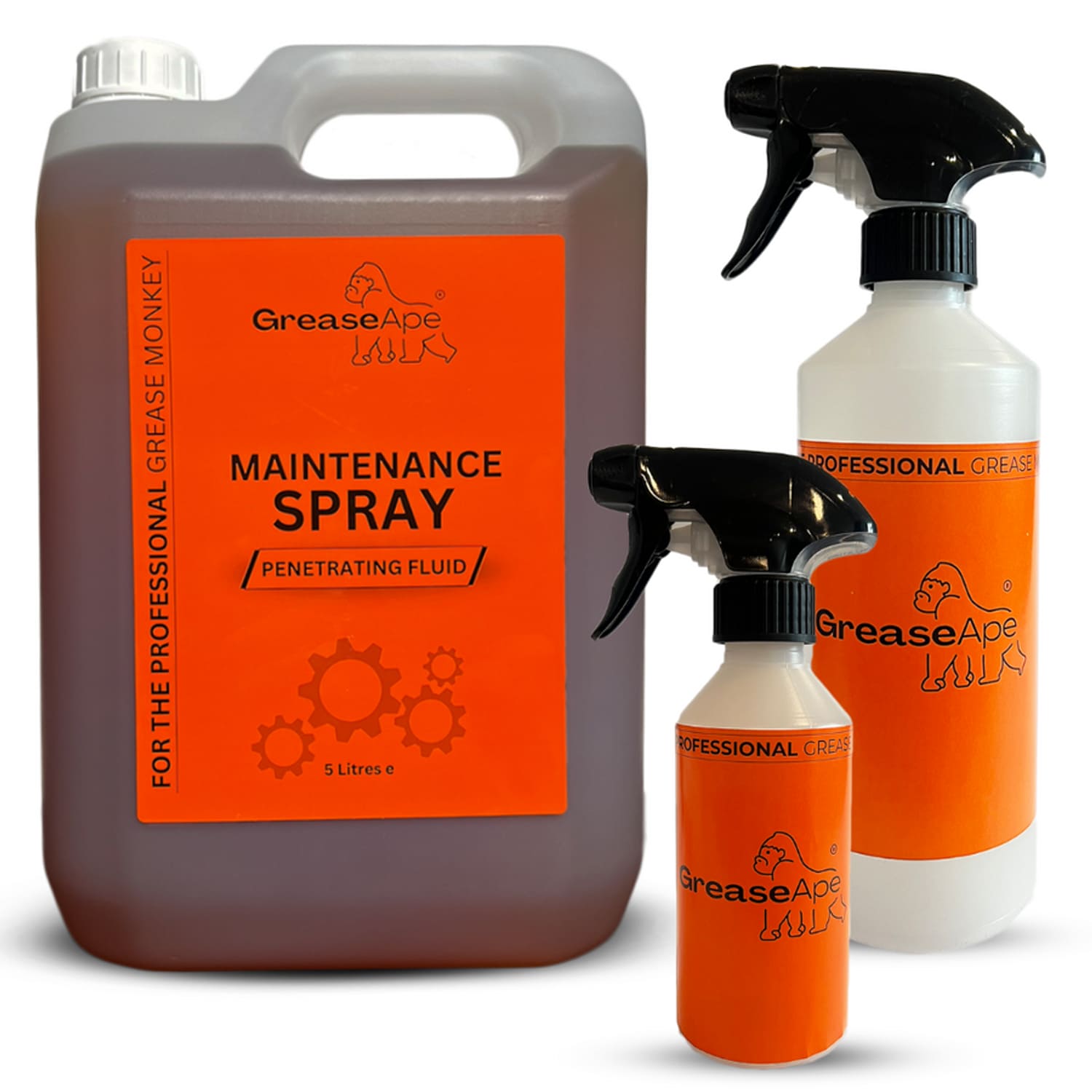 GreaseApe Maintenance Fluid Lubricant 5 Litre Including 2 x Spray Bottles