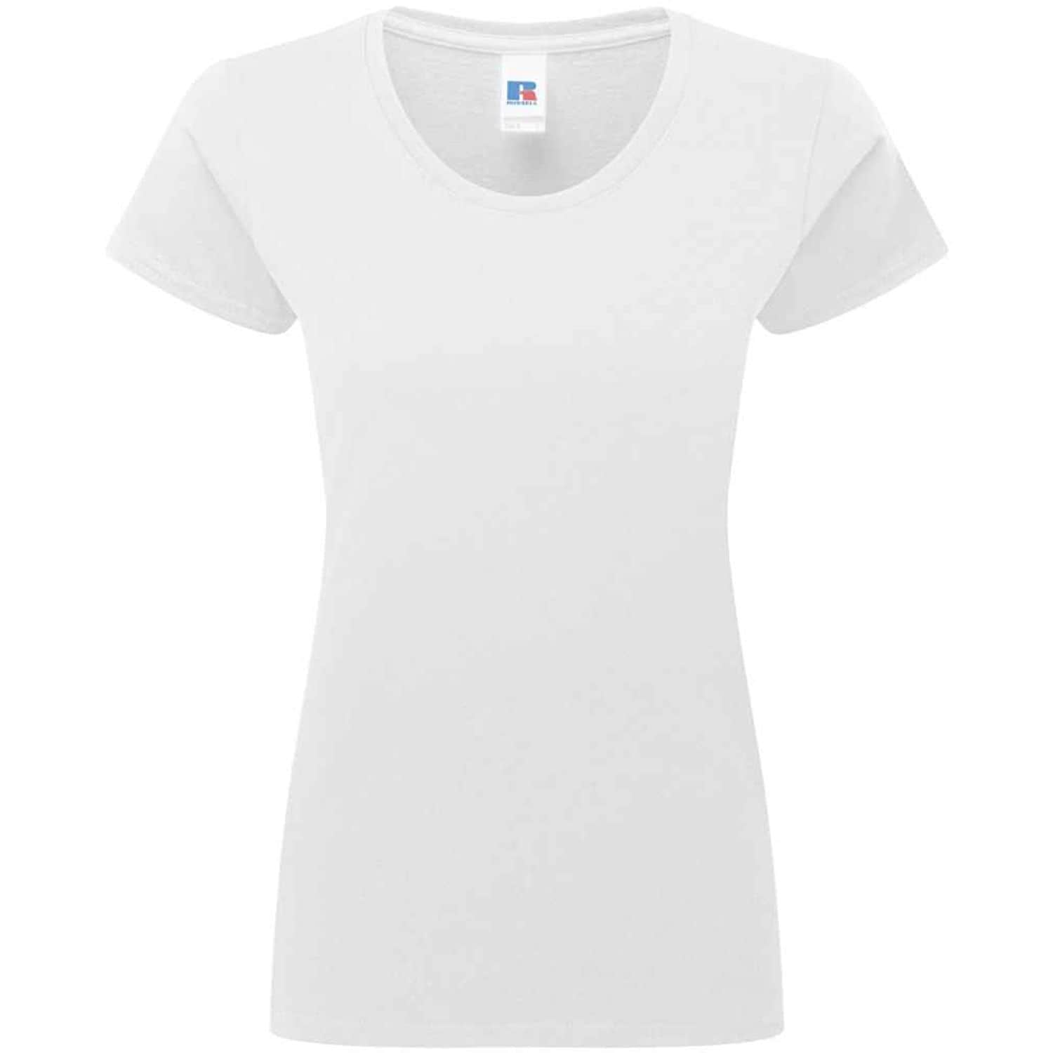 Russell Ladies Authentic Classic Ringspun White T-Shirts - Size XS