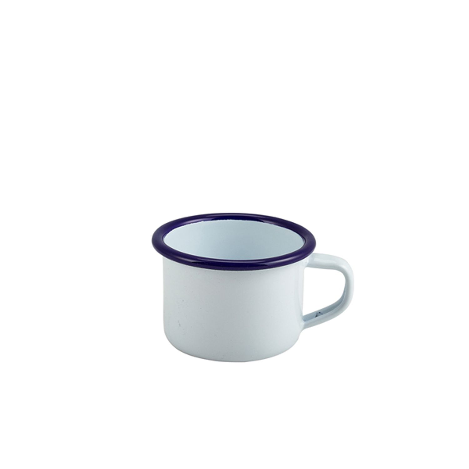 Genware Enamel Mug White with Blue Rim 12cl/4.2oz