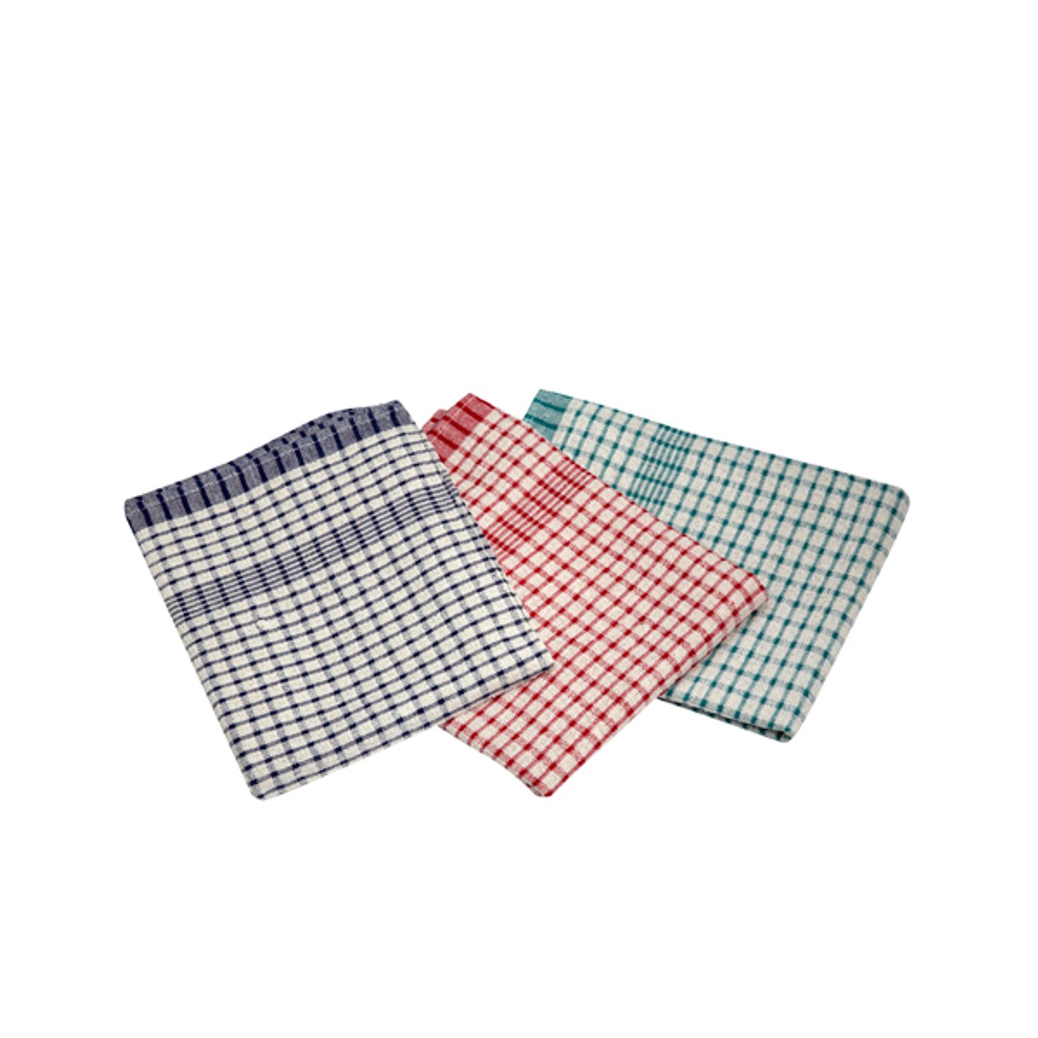Genware Cotton Check Towel 46X69cm 10Pcs Mix Colours