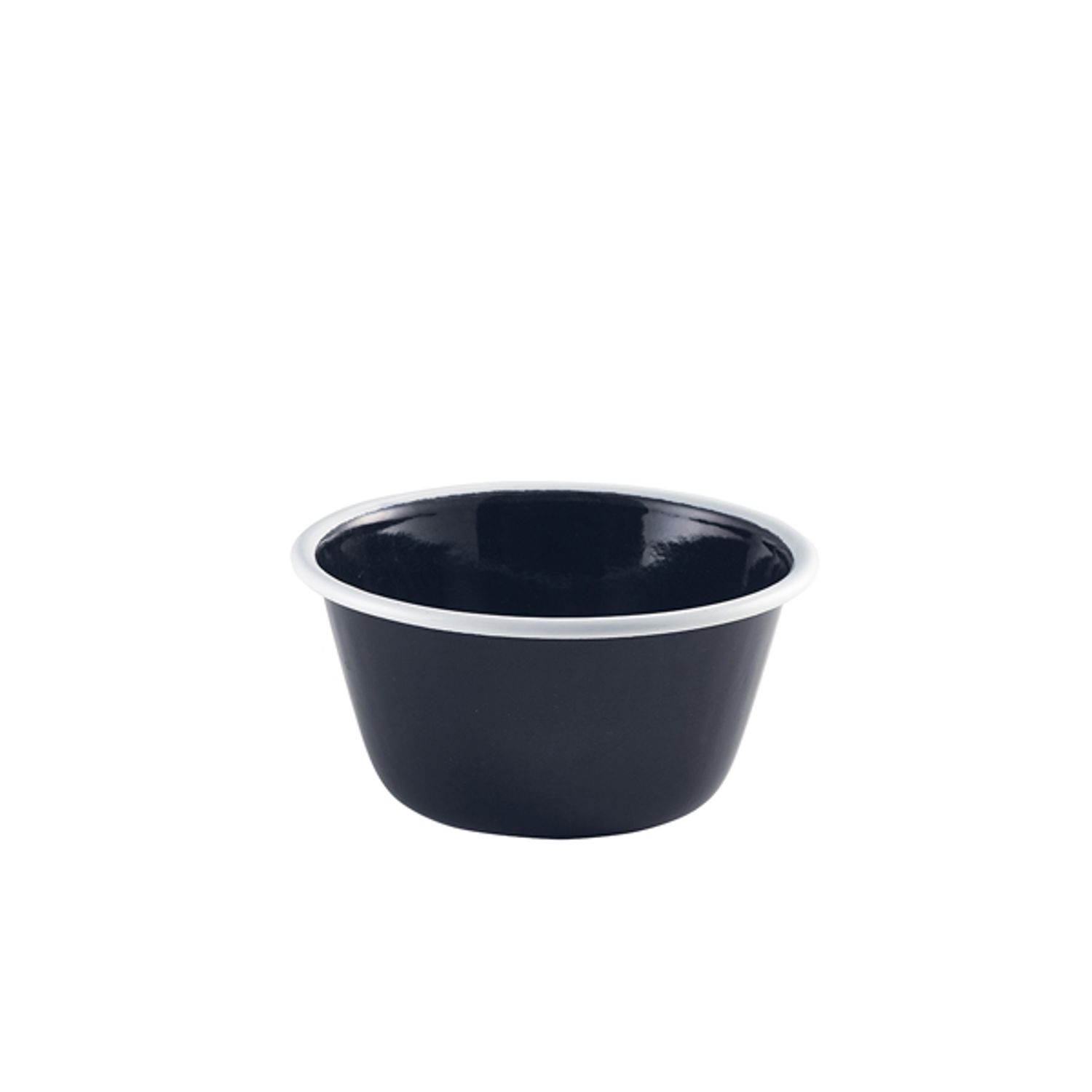 Genware Enamel Deep Pie Dish Black with White Rim 12cm- you get 12