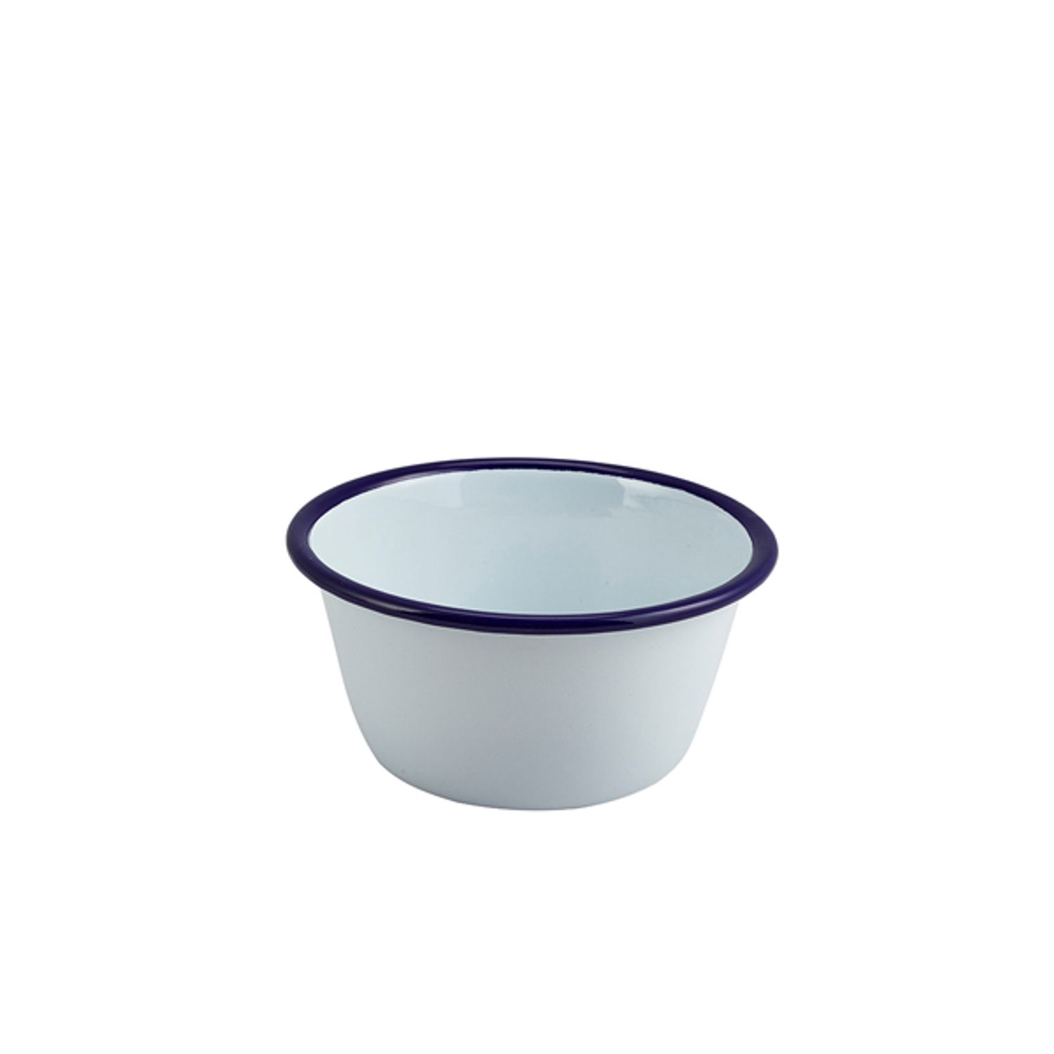 Genware Enamel Round Deep Pie Dish White & Blue 12cm- you get 12