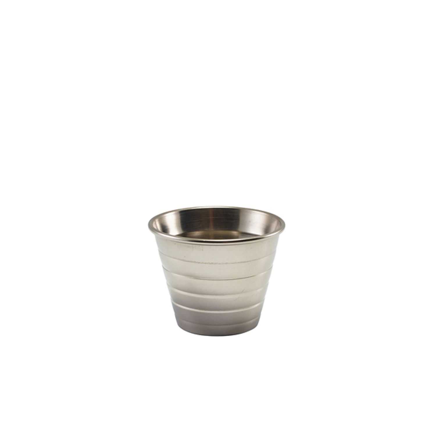 Genware Stainless Steel Ribbed Ramekin - 71ml/2.5oz- you get 24