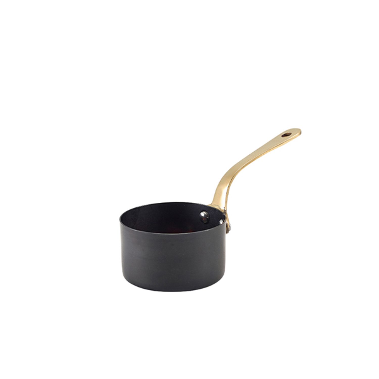 Genware Black Vintage Steel Mini Sauce Pan 7.8 x 4.5cm- you get 6