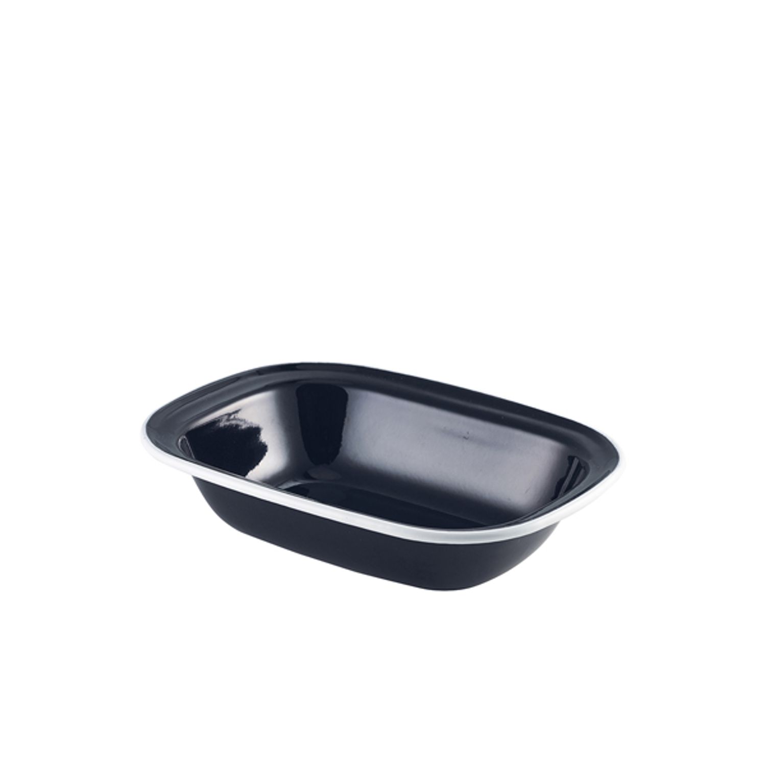 Genware Enamel Pie Dish Black with White Rim 20cm- you get 12