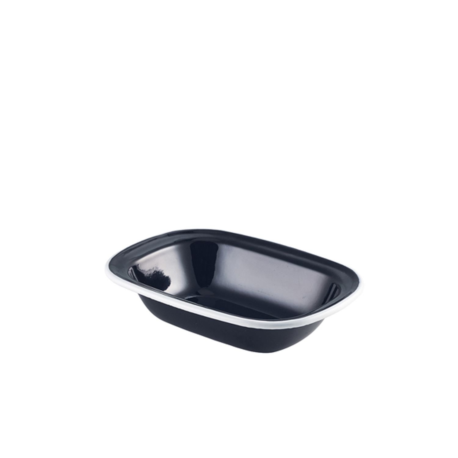 Genware Enamel Pie Dish Black with White Rim 18cm- you get 12
