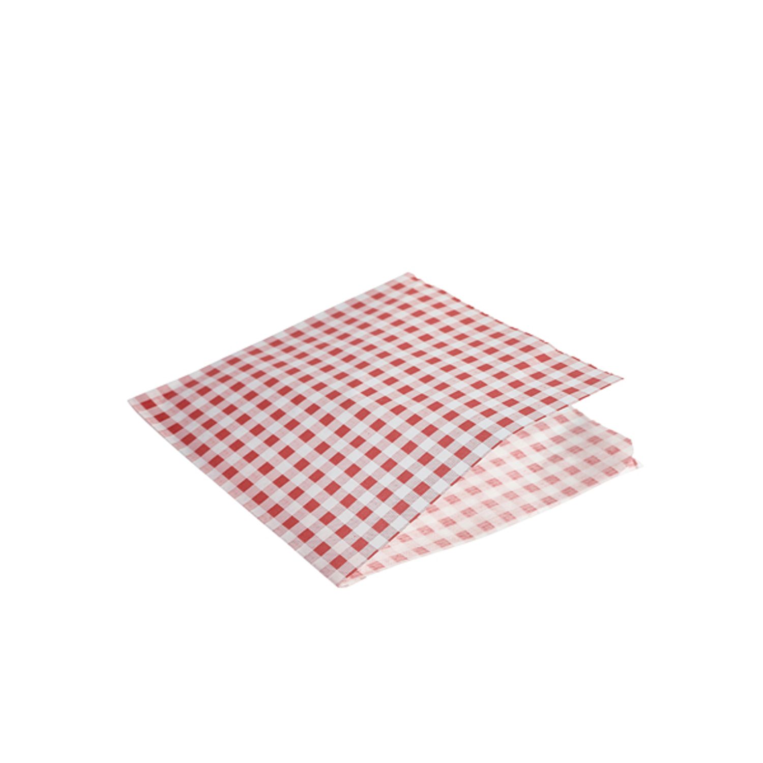 Genware Greaseproof Paper Bags Red Gingham Print 17.5 x 17.5cm (1000pcs)